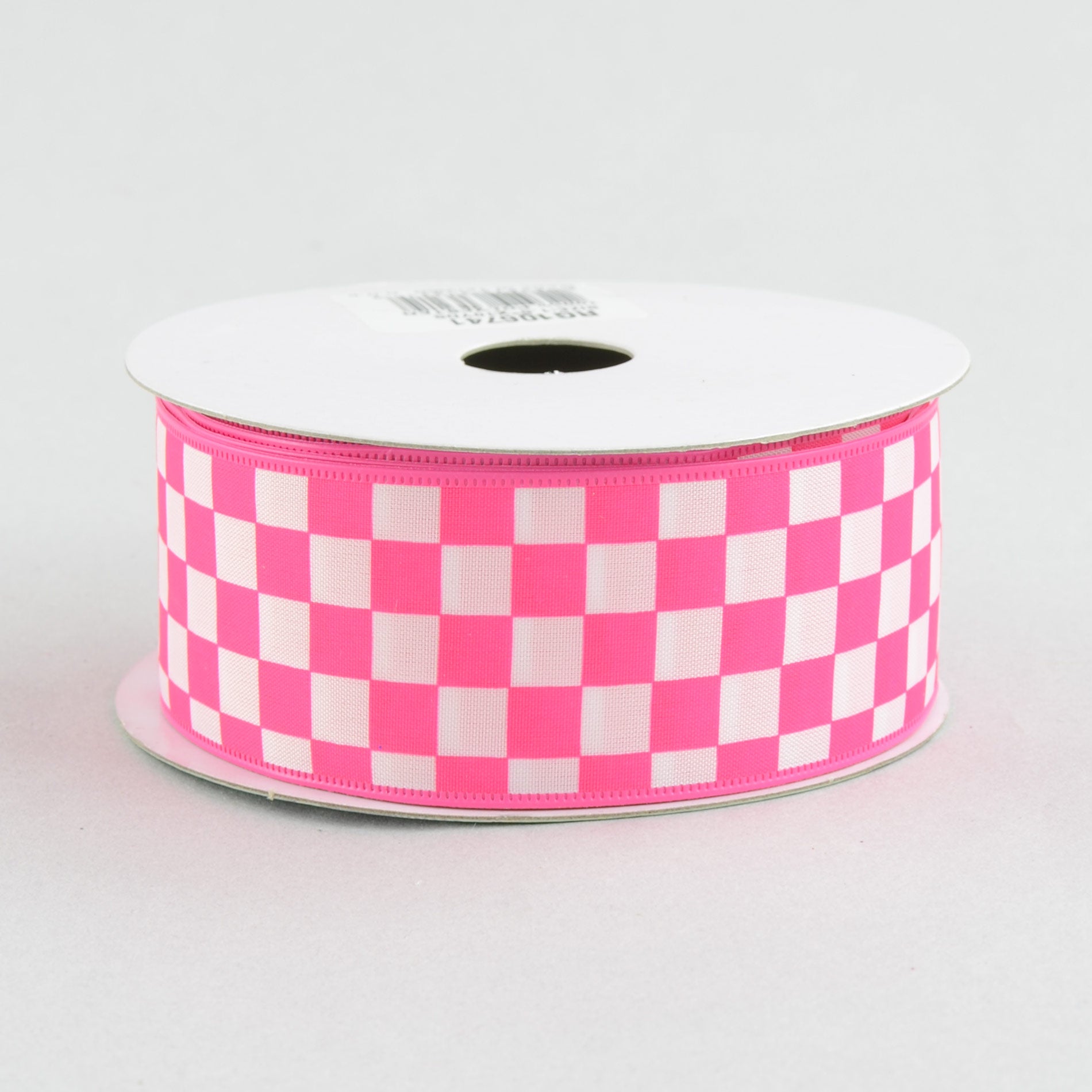 1.5" Hot Pink and White Check Ribbon (10 Yards)