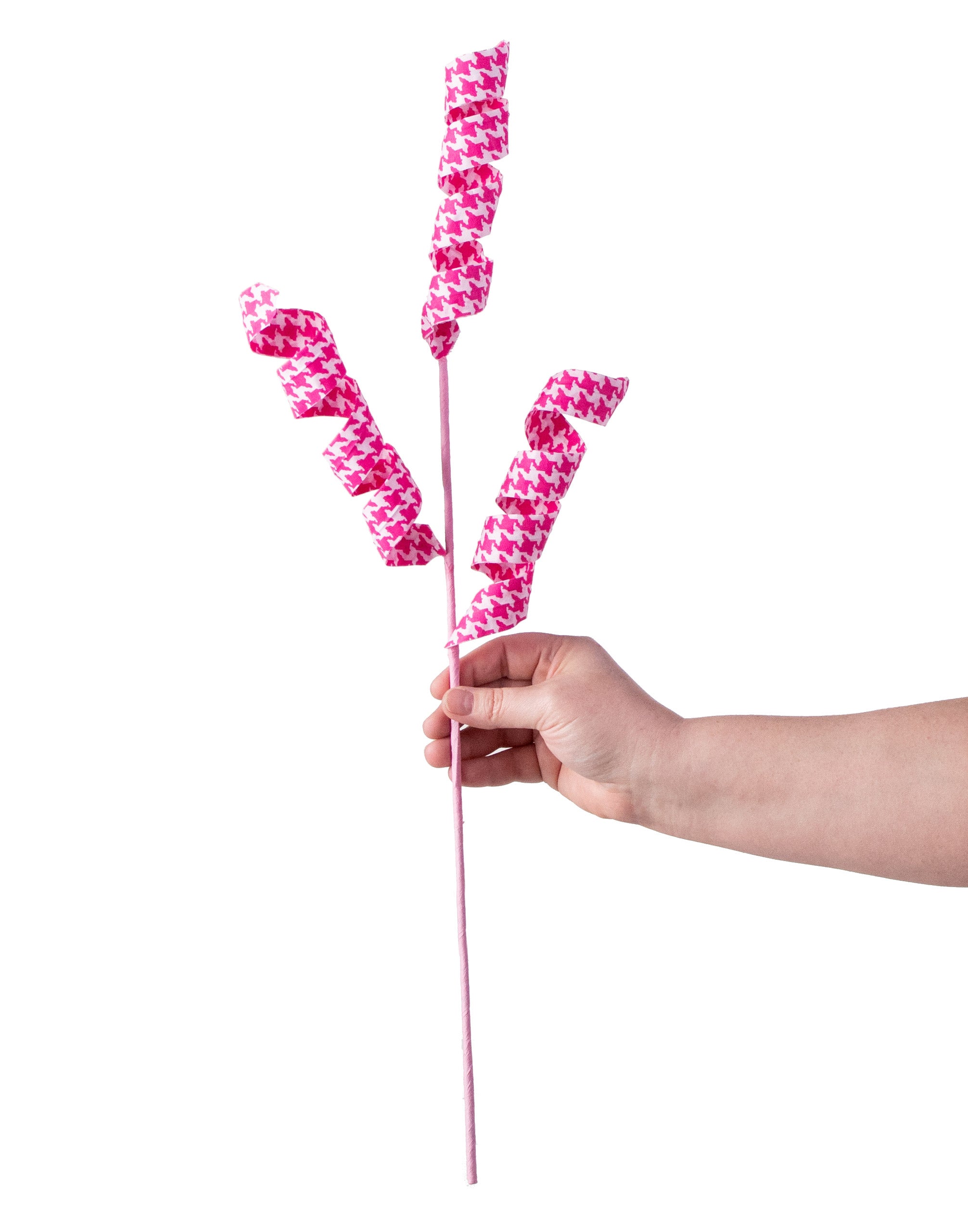 24" Houndstooth Curly Spray: Fuchsia detail photo 3
