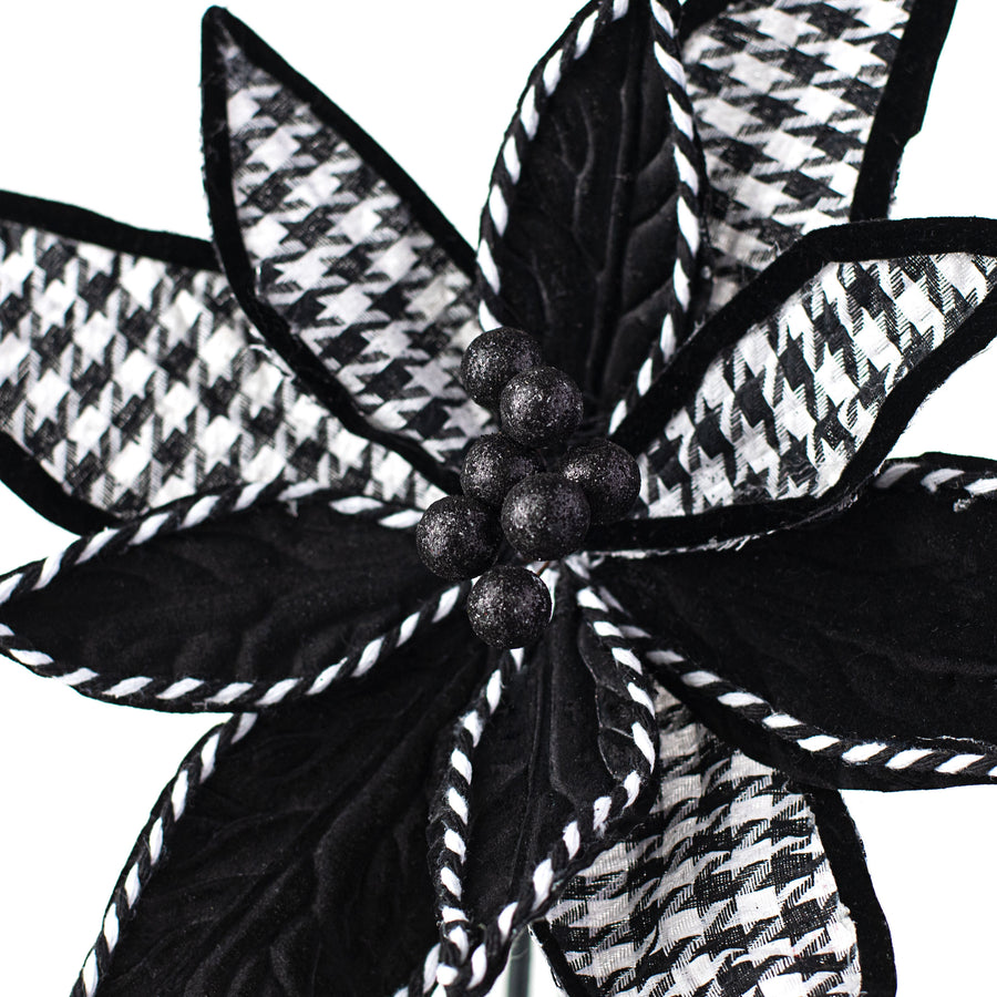 10" Houndstooth Poinsettia Pick Lifestyle Photo