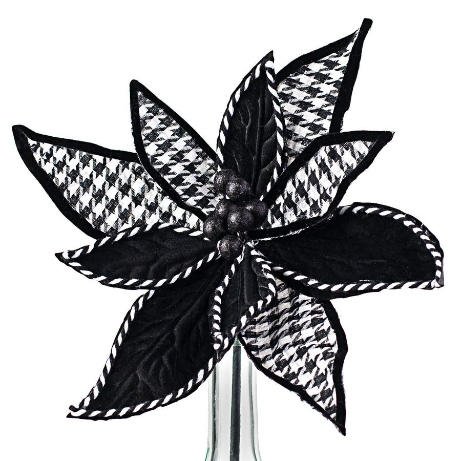 10" Houndstooth Poinsettia Pick Item Number: 85461HST
