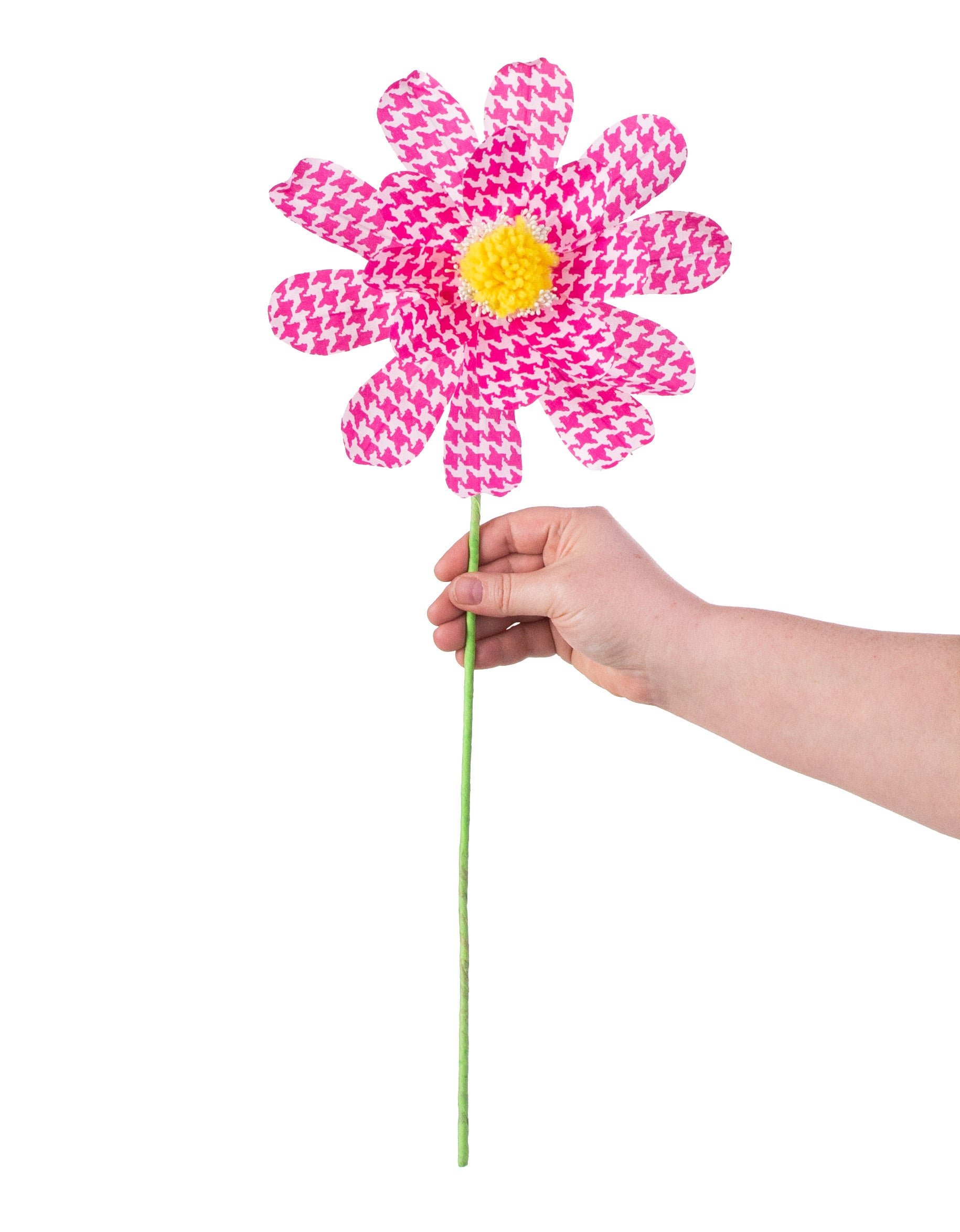 24" Houndstooth Sunflower Spray: Fuchsia Pink detail photo 3