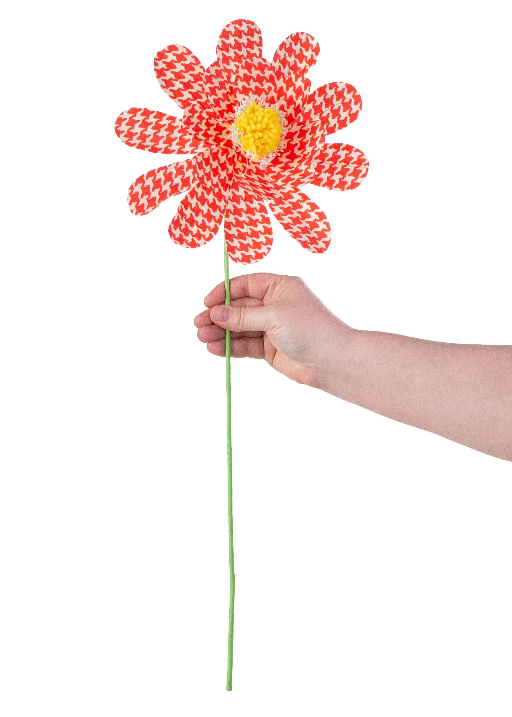 24" Houndstooth Sunflower Spray: Orange detail photo 3