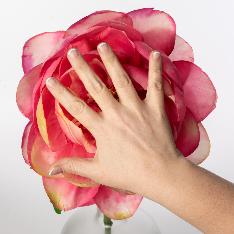 27" Artificial Peony Flower Stem: Hot Pink
