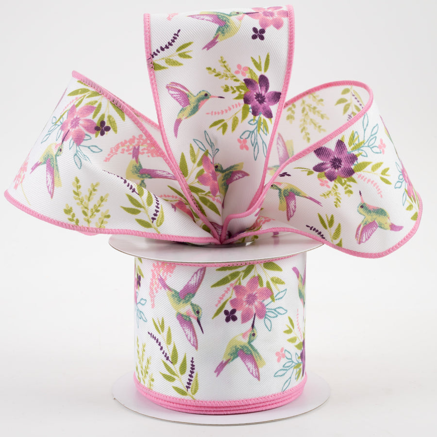 2.5" Hummingbirds Ribbon: White, Mauve, Purple, Fresh Green (10 Yards) Lifestyle Photo