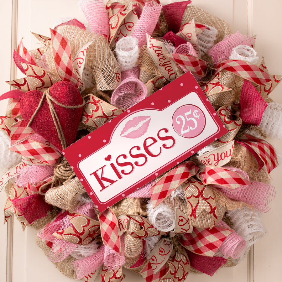 12" Wooden Sign: Kisses
