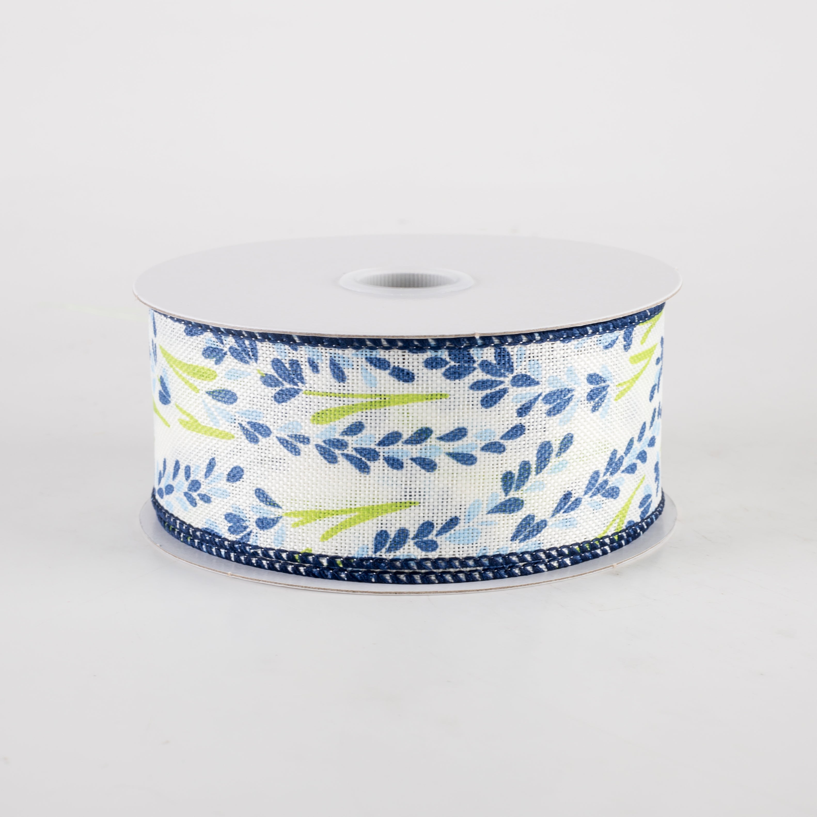 1.5" Hyacinth Linen Ribbon: Ivory, Navy, Dusty Blue (10 Yards)