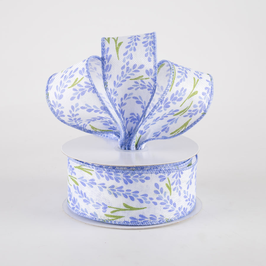 1.5" Hyacinth Linen Ribbon: Ivory, Periwinkle Blue (10 Yards) Lifestyle Photo