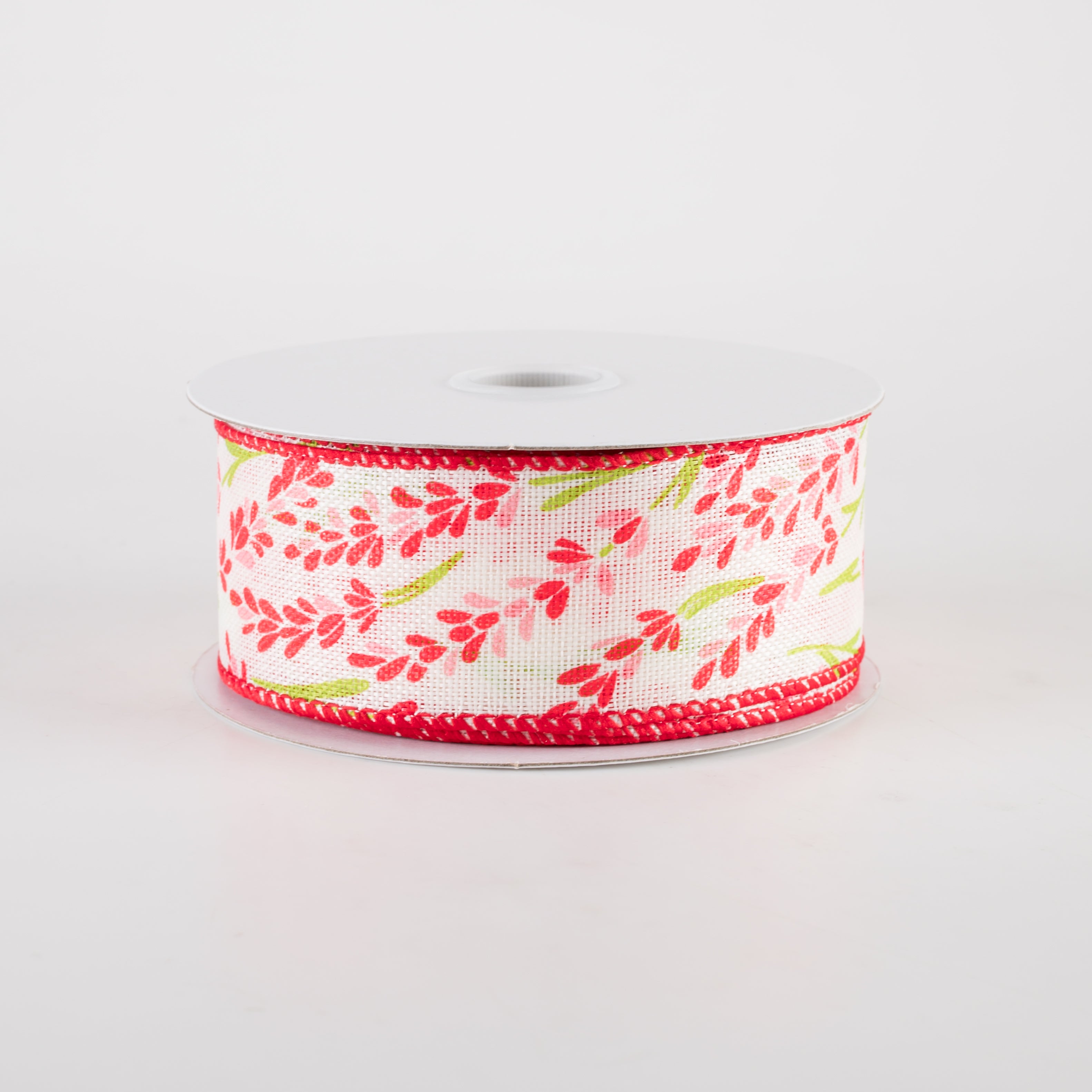 1.5" Hyacinth Linen Ribbon: Ivory, Pink (10 Yards) Item Number: 42410-09-34