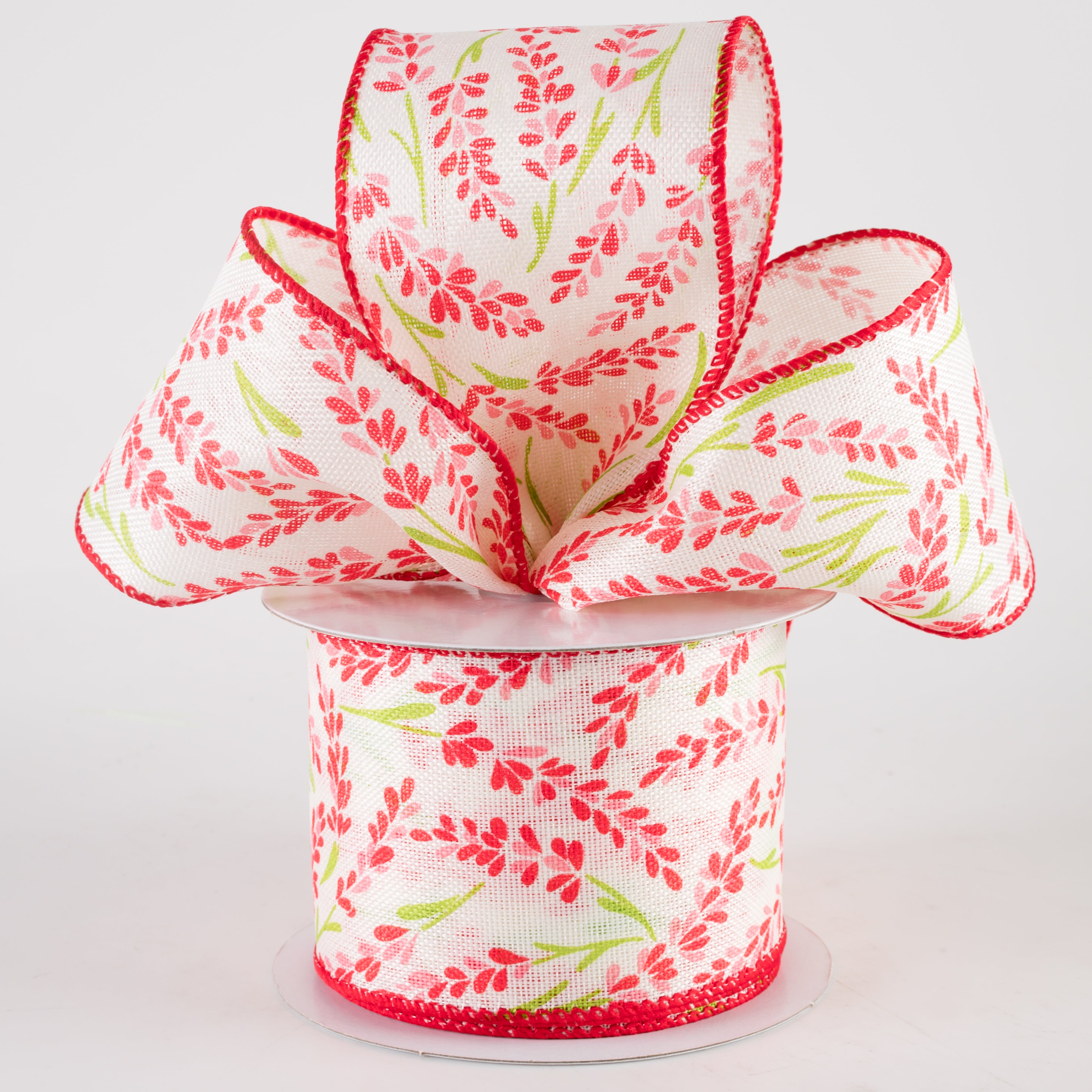 2.5" Hyacinth Linen Ribbon: Ivory, Pink (10 Yards) Lifestyle Photo