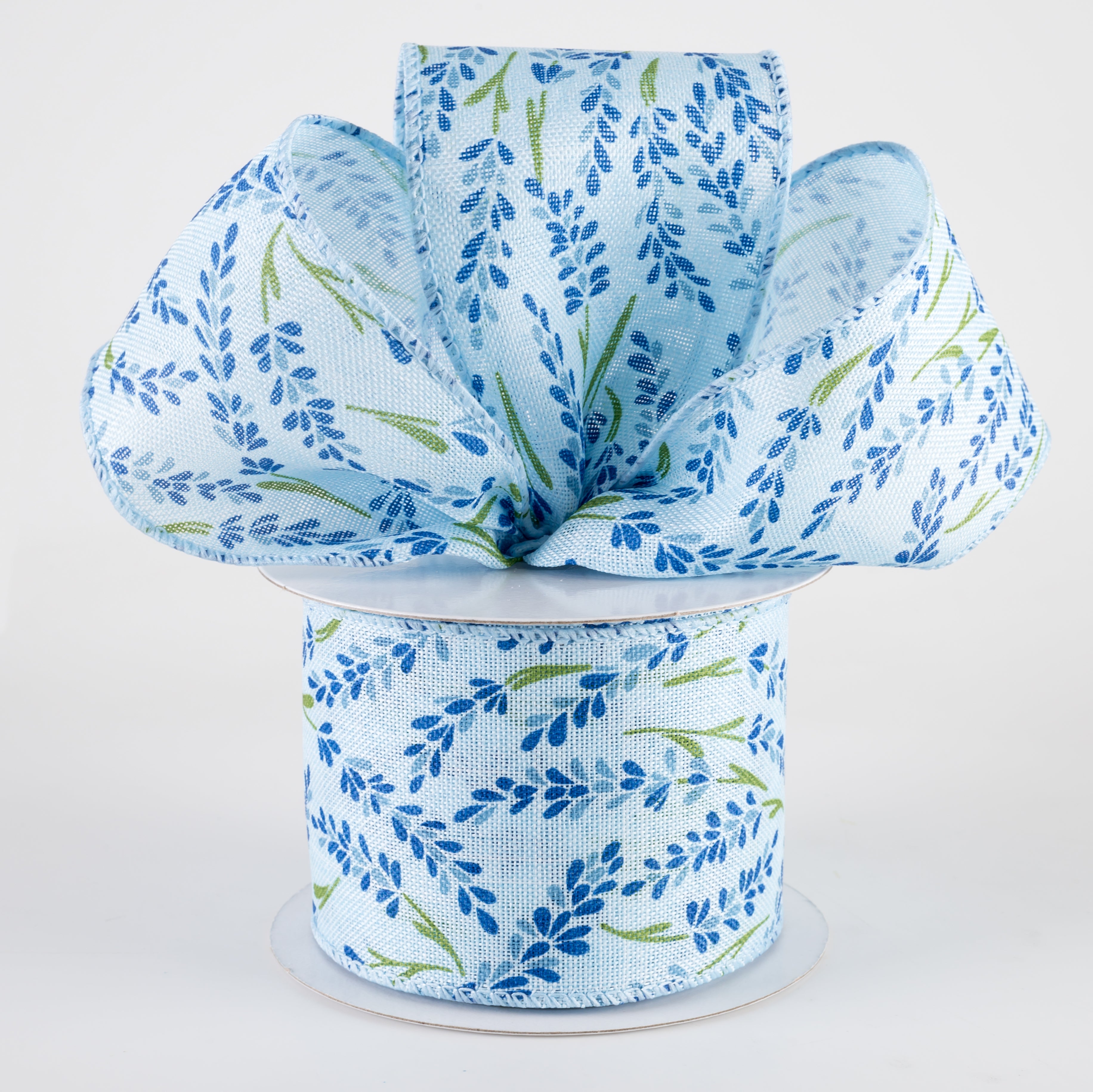 2.5" Hyacinth Linen Ribbon: Light Blue, Navy, Dusty Blue (10 Yards) Lifestyle Photo