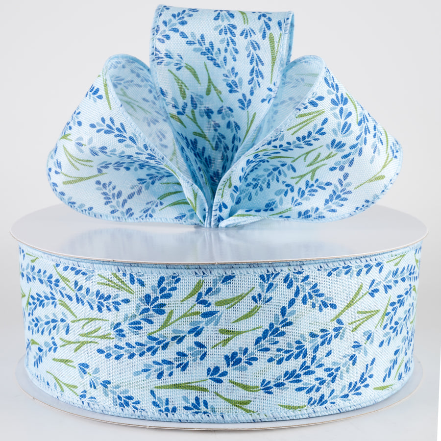 2.5" Hyacinth Linen Ribbon: Light Blue, Navy, Dusty Blue (50 Yards) Lifestyle Photo