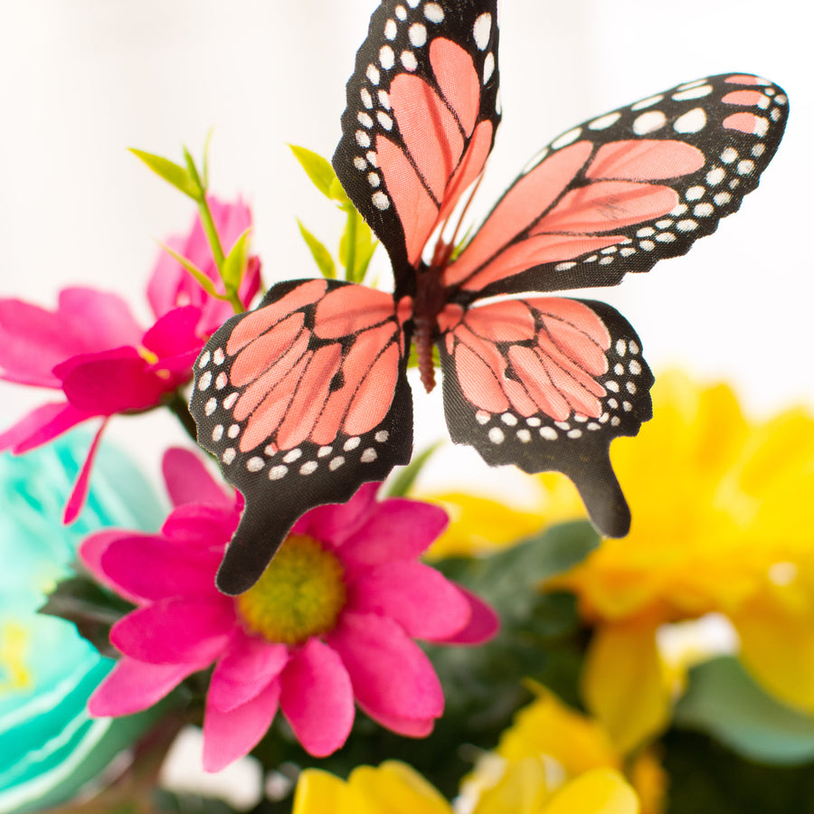 21" Hydrangea, Gerbera, Butterfly Bush: Aqua, Yellow, Fuchsia Lifestyle Photo