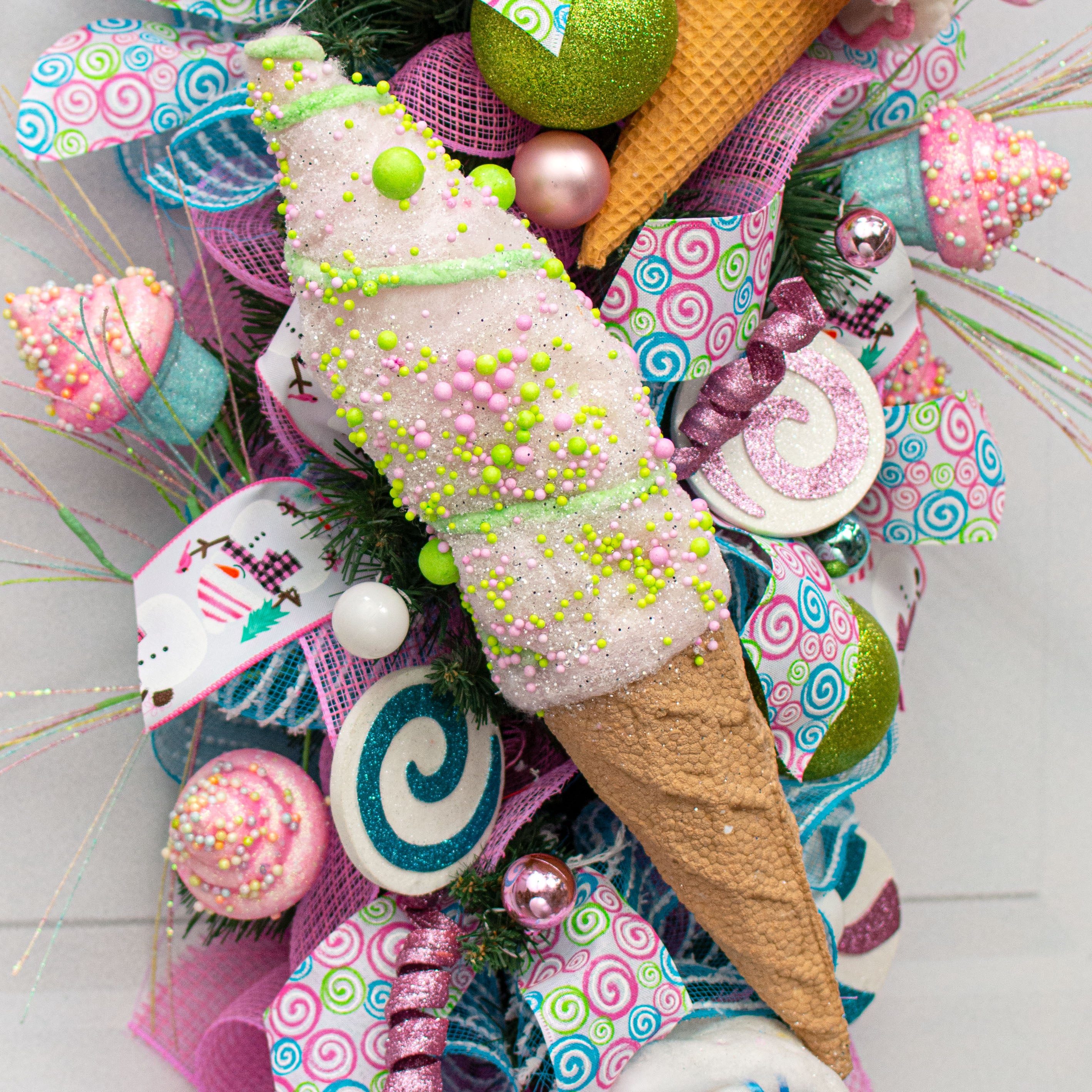 19" Ice Cream Cone Ornament: Pink & Lime detail photo 4