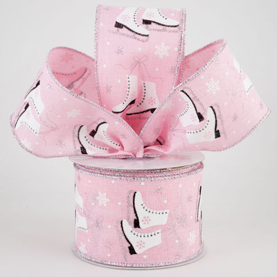 2.5" Ice Skates & Snowflakes Ribbon: Light Pink (10 Yards) Lifestyle Photo