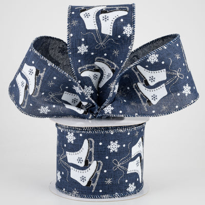 2.5" Ice Skates & Snowflakes Ribbon: Navy (10 Yards) Lifestyle Photo