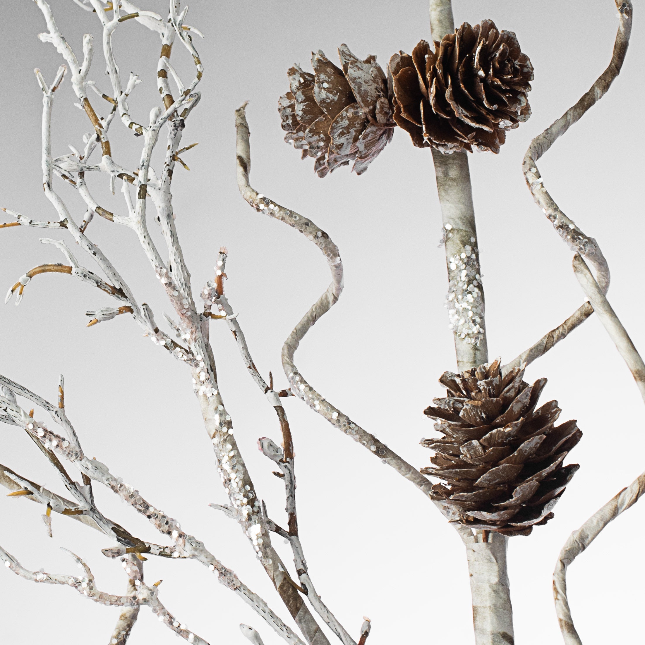 32" Iced Birch Pinecone Branch detail photo 3