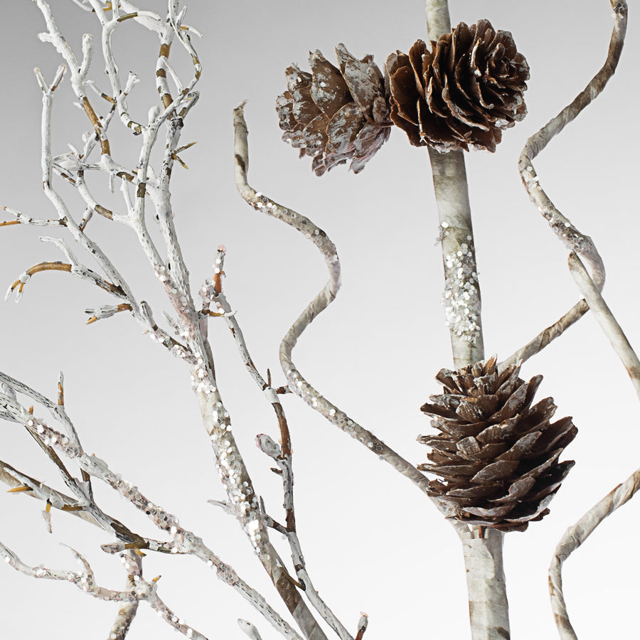 32" Iced Birch Pinecone Branch detail photo 3