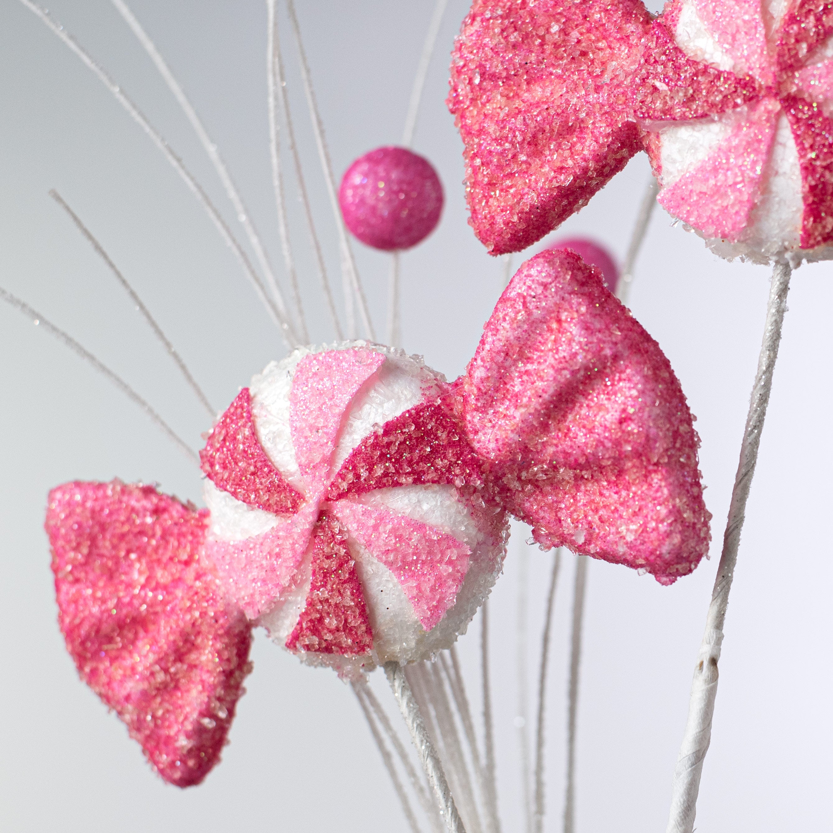 29" Iced Candy Cane & Peppermint Spray: Pink & White Lifestyle Photo