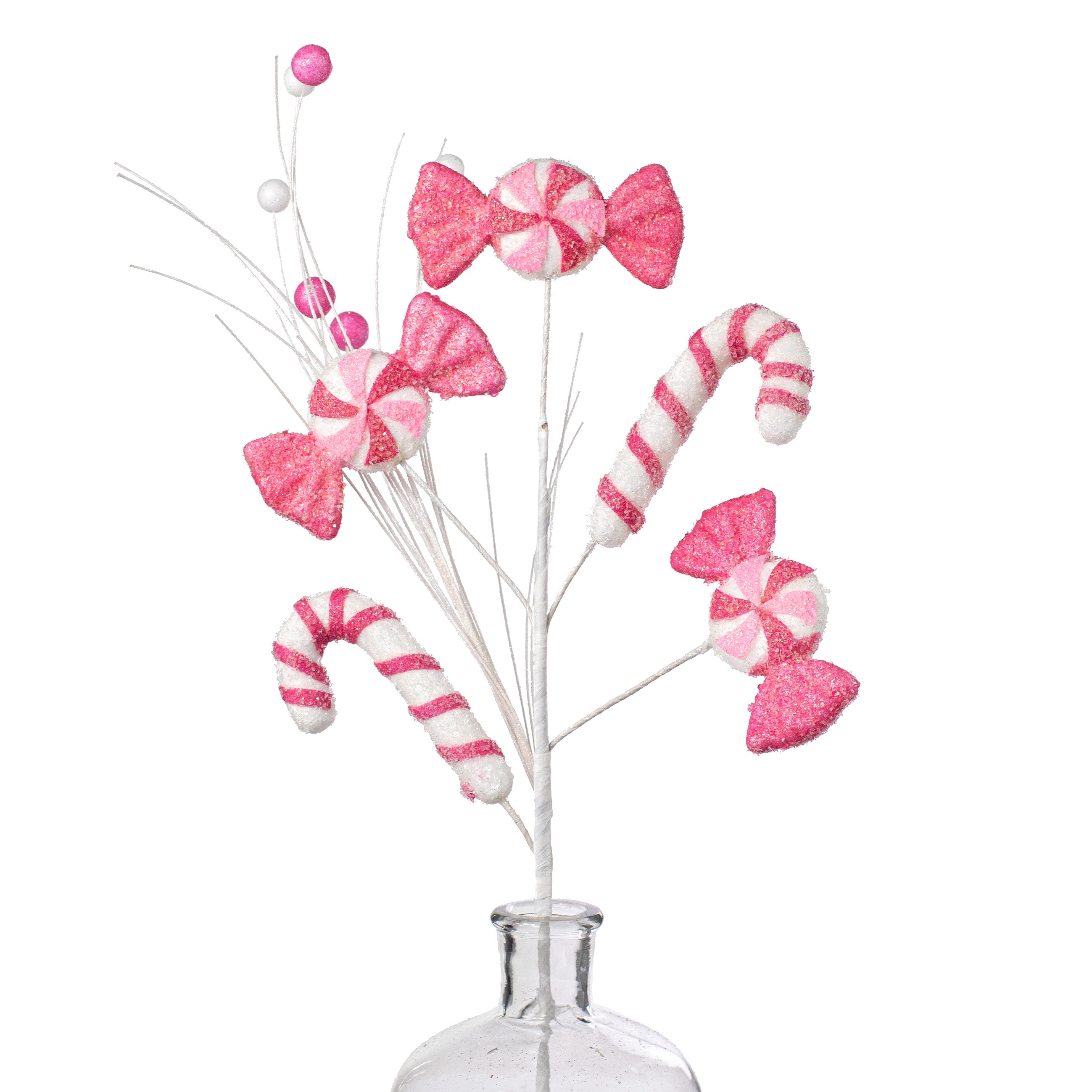 29" Iced Candy Cane & Peppermint Spray: Pink & White Item Number: 85669PKBT