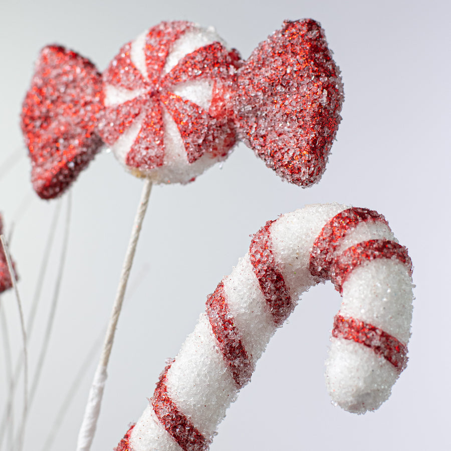 29" Iced Candy Cane & Peppermint Spray: Red & White Lifestyle Photo