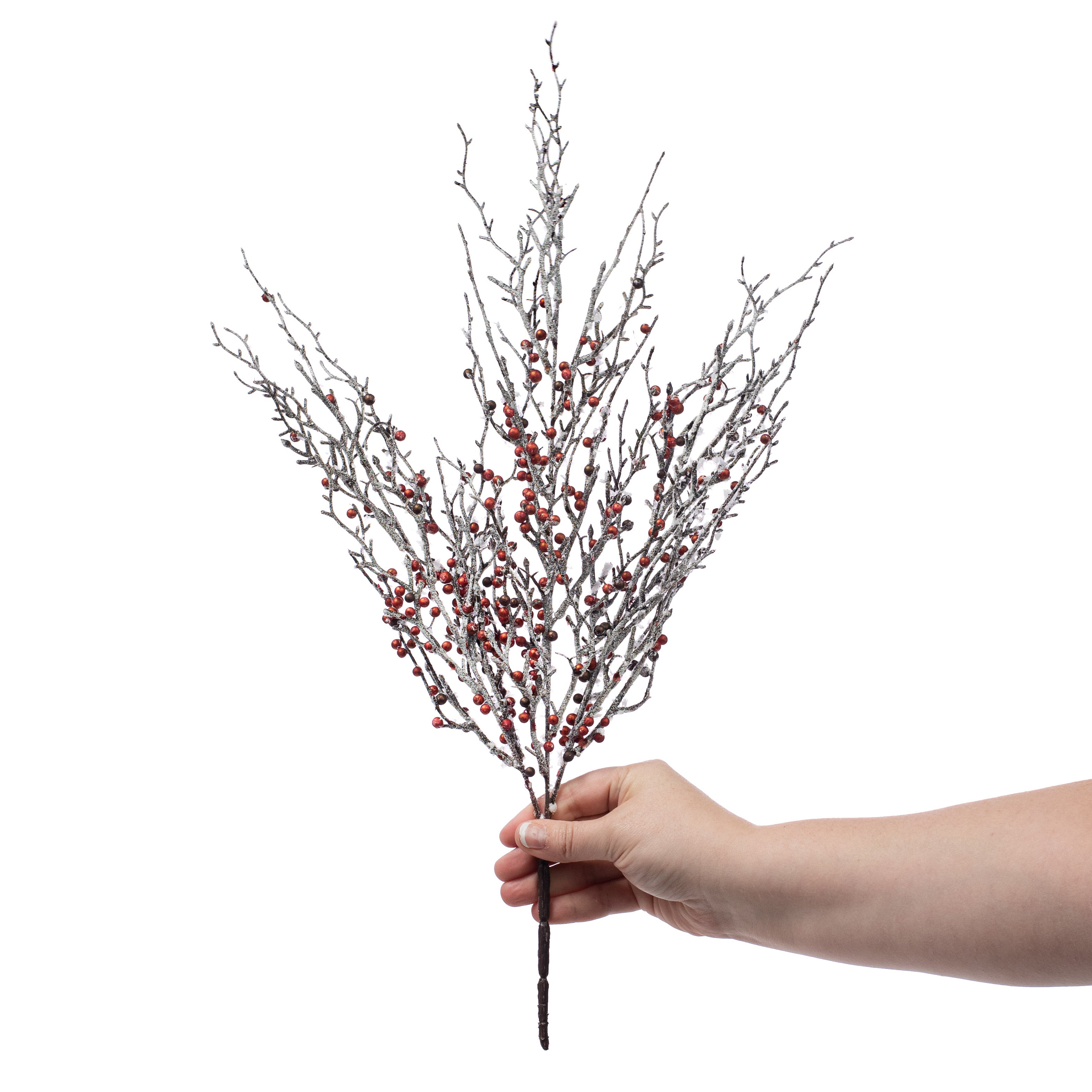 21" Iced Glitter Peppercorn Berry Twig Bush detail photo 3