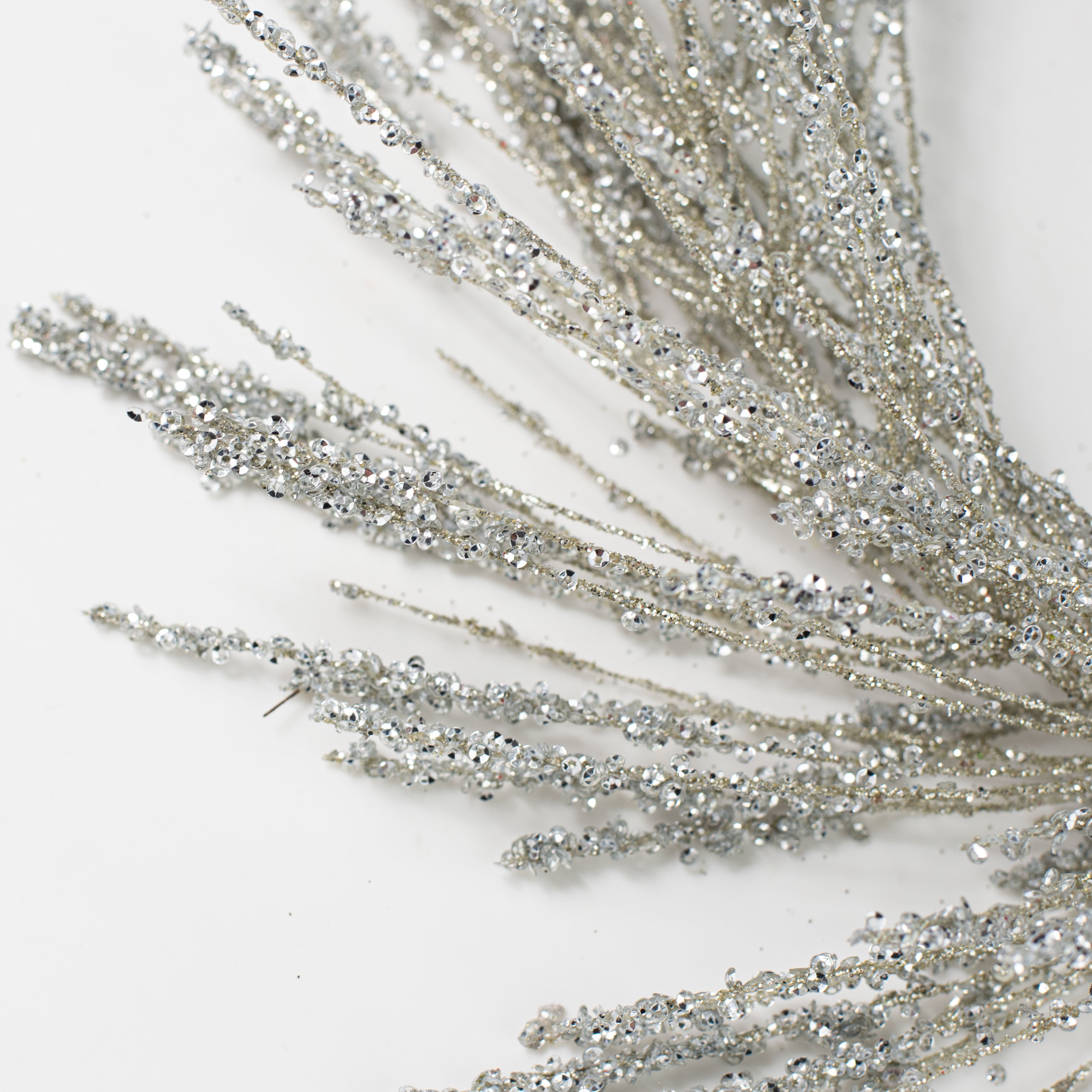 4.5' Iced Long Needle Garland: Platinum detail photo 3