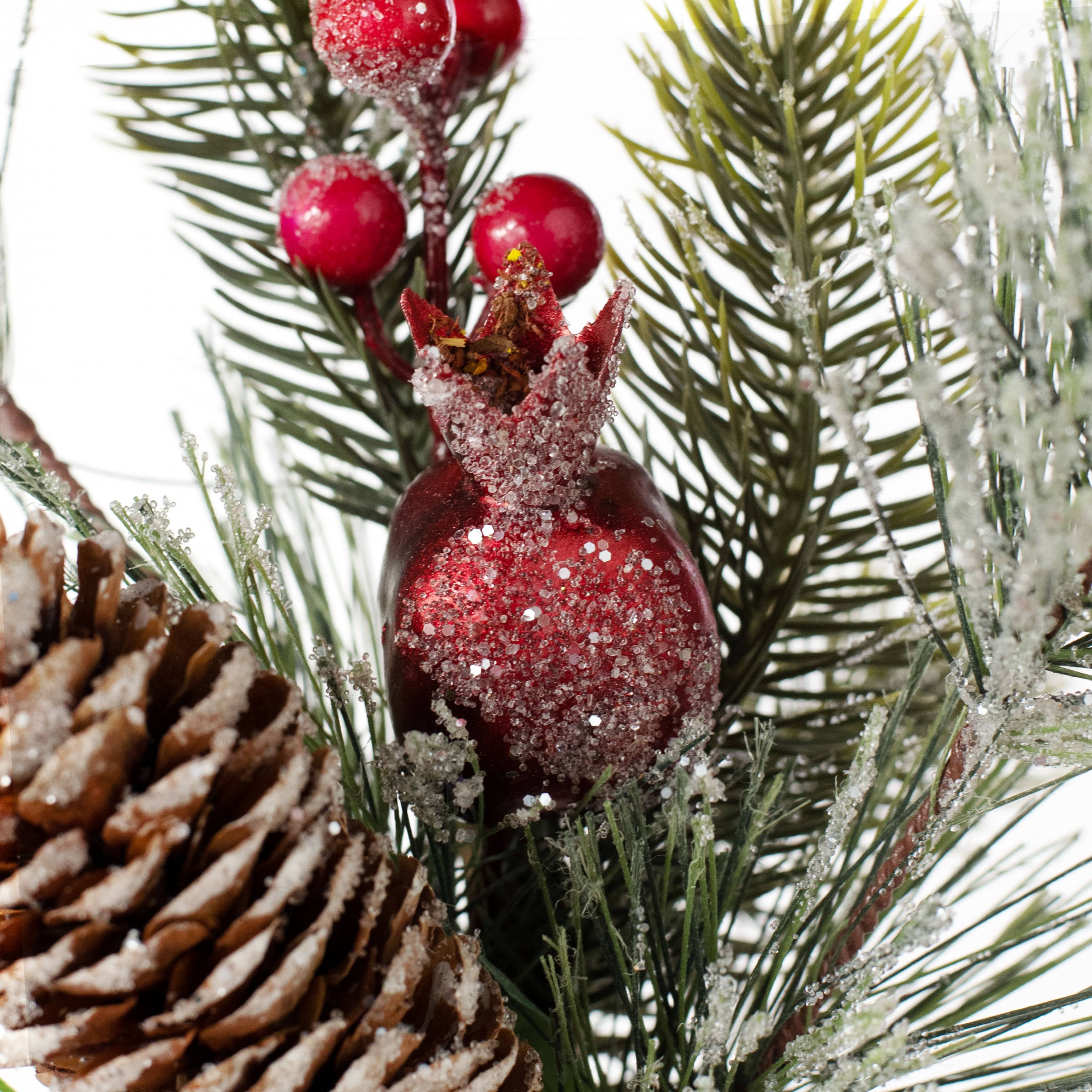 12" Iced Pine, Berries & Pomegranate Pick Lifestyle Photo