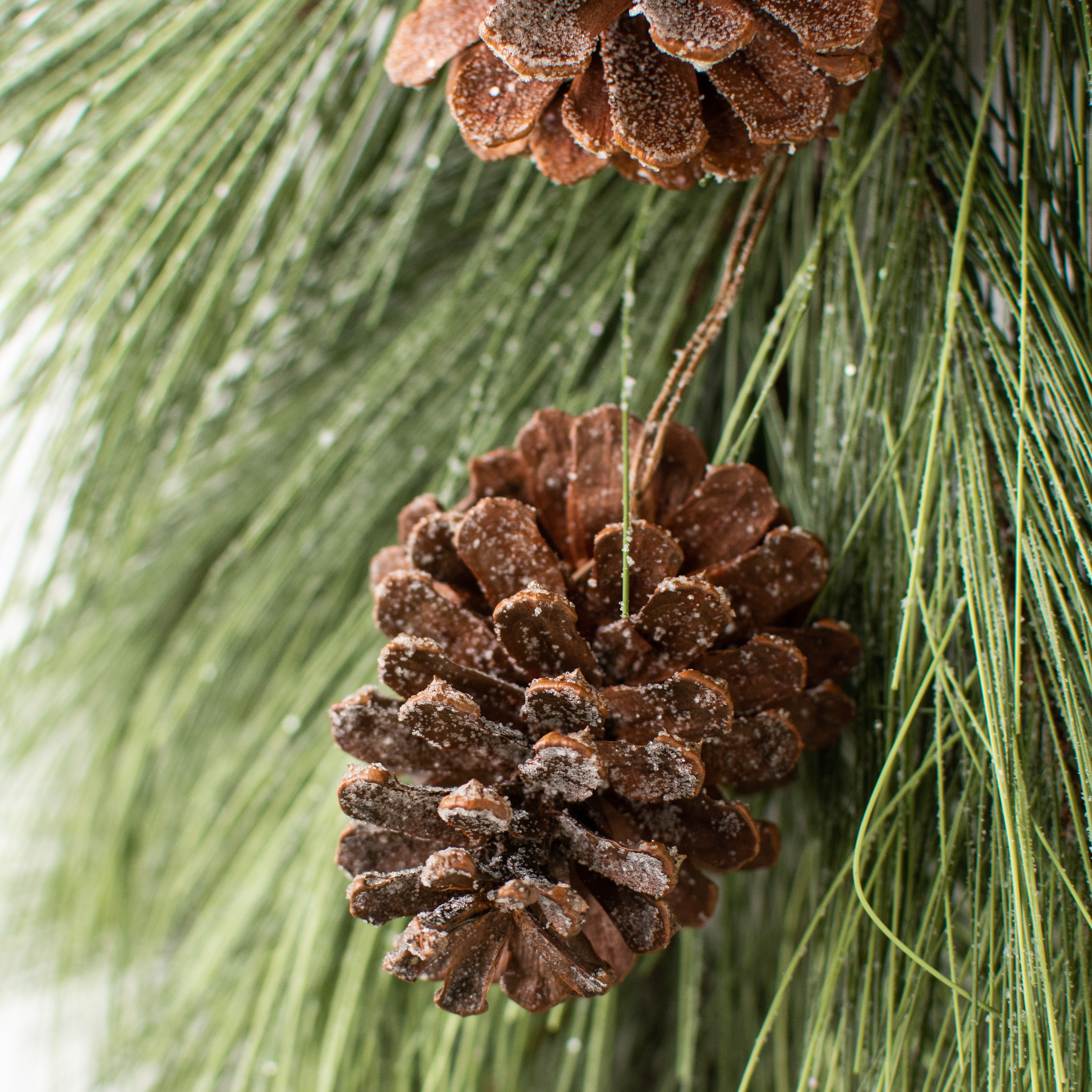 32" Iced Pine with Pinecones Teardrop detail photo 3