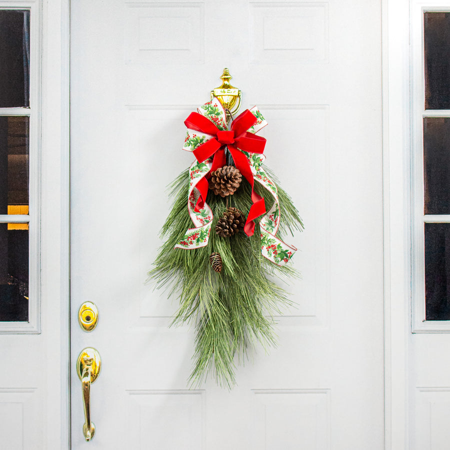 32" Iced Pine with Pinecones Teardrop detail photo 4