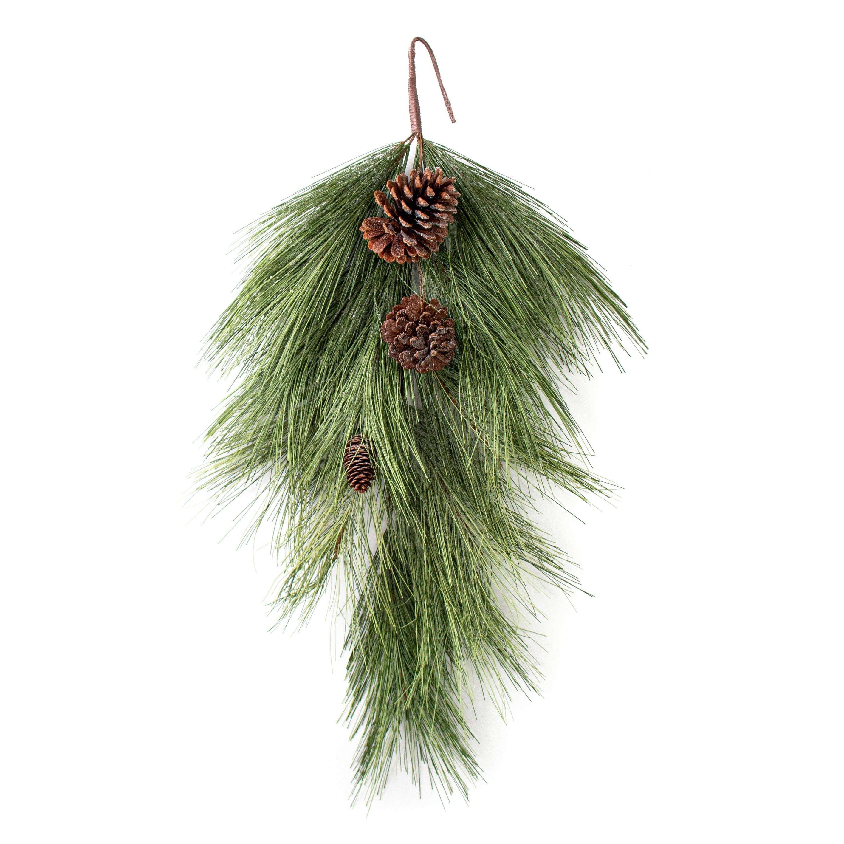 32" Iced Pine with Pinecones Teardrop Item Number: XX9090