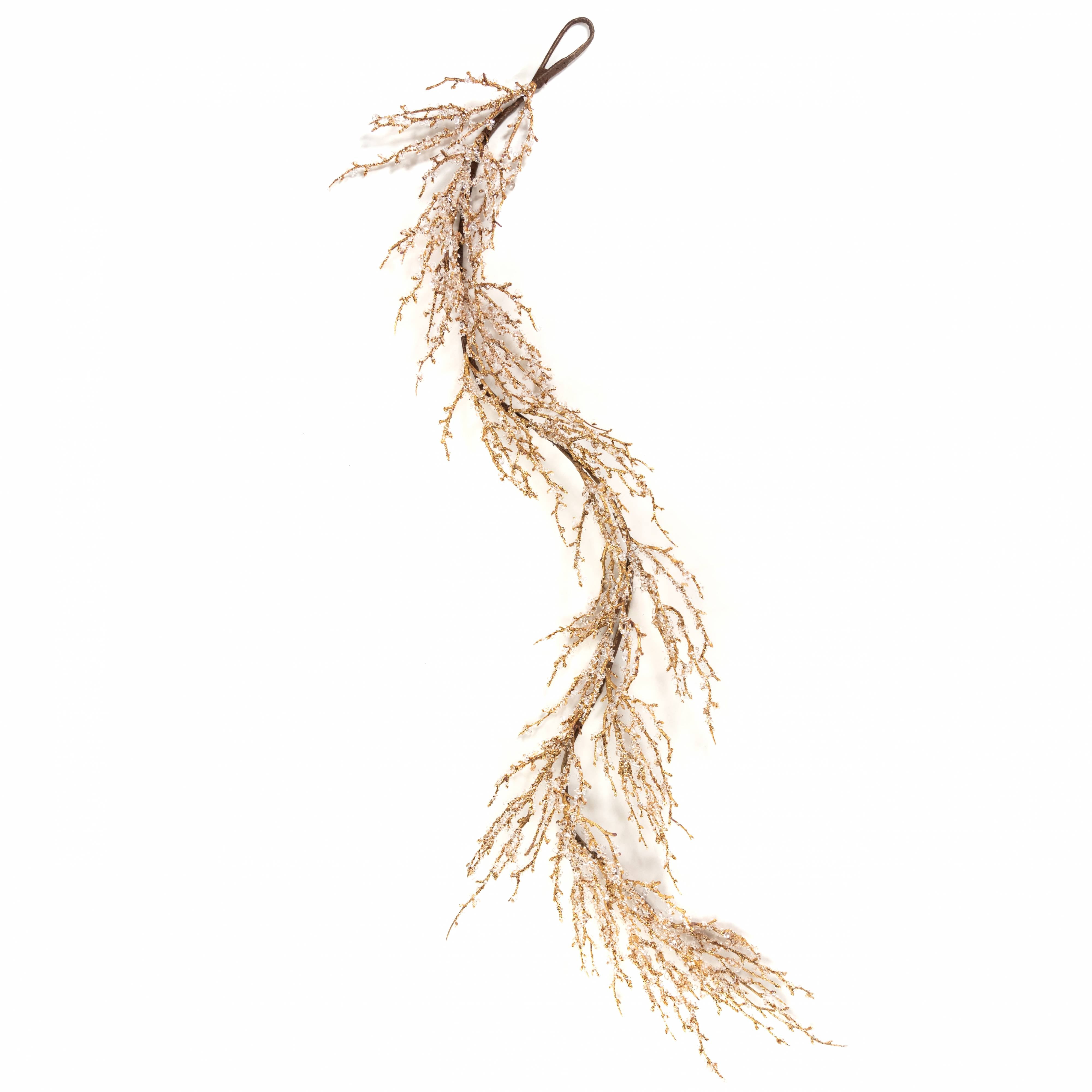 4' Iced Twig Garland: Gold detail photo 4