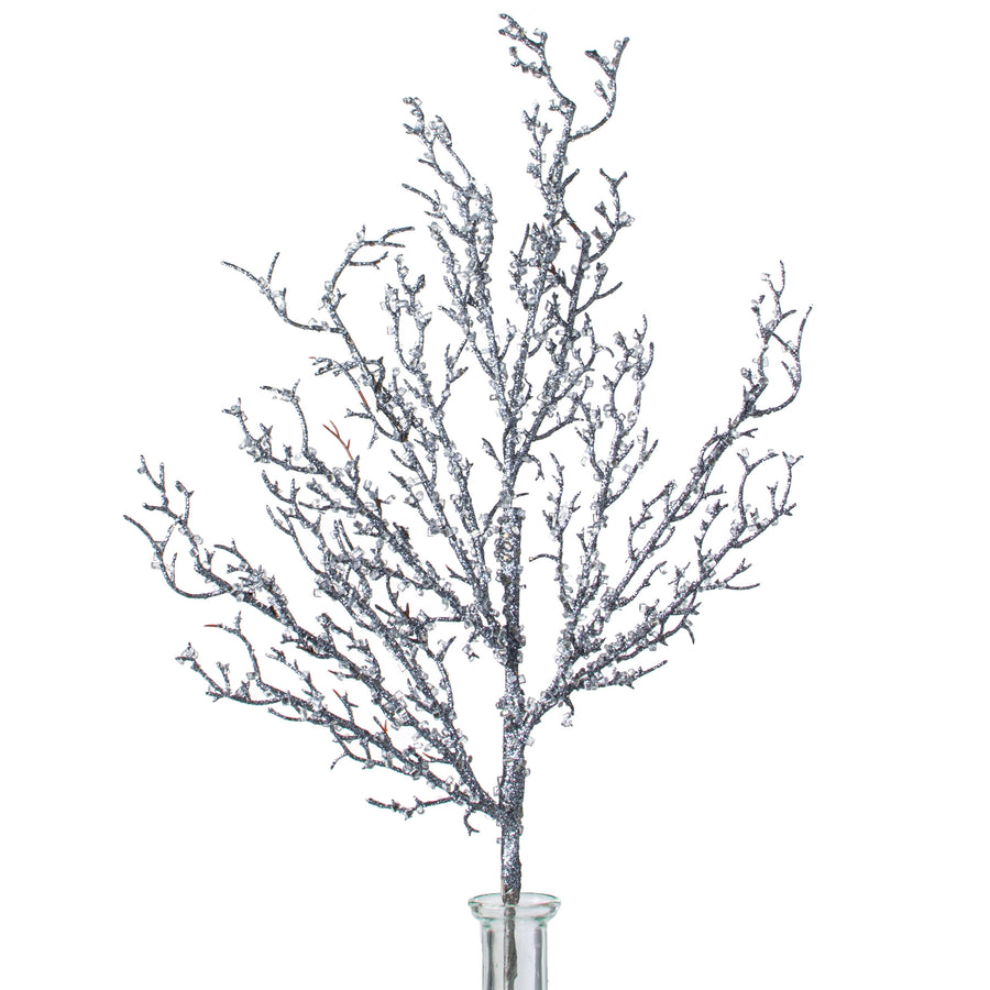 21" Iced Twig Spray: Pewter Item Number: 202217