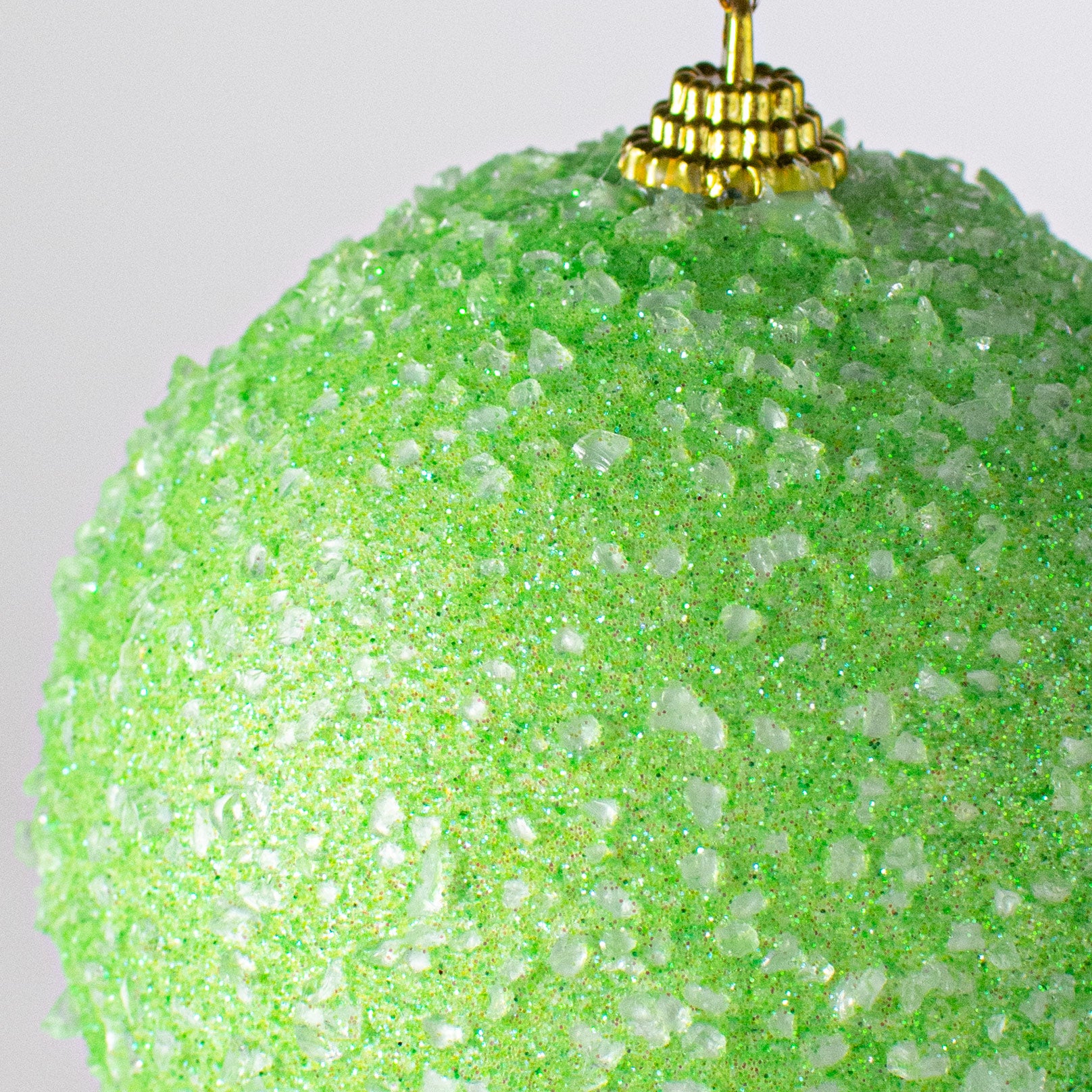 4" Icy Ball Ornament: Light Green detail photo 3