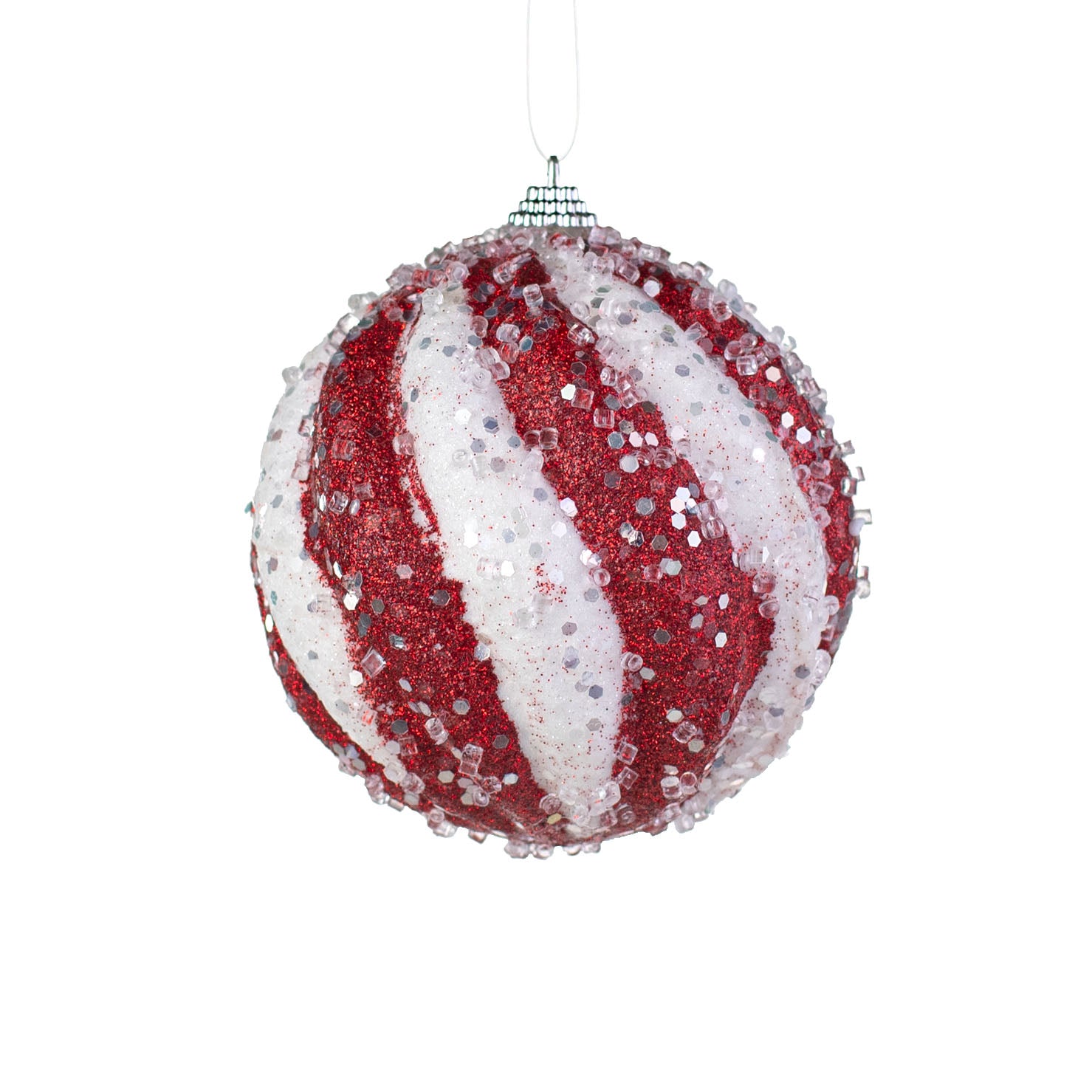 4.5" Icy Ball Ornament: Red & White Item Number: 85237RDWT