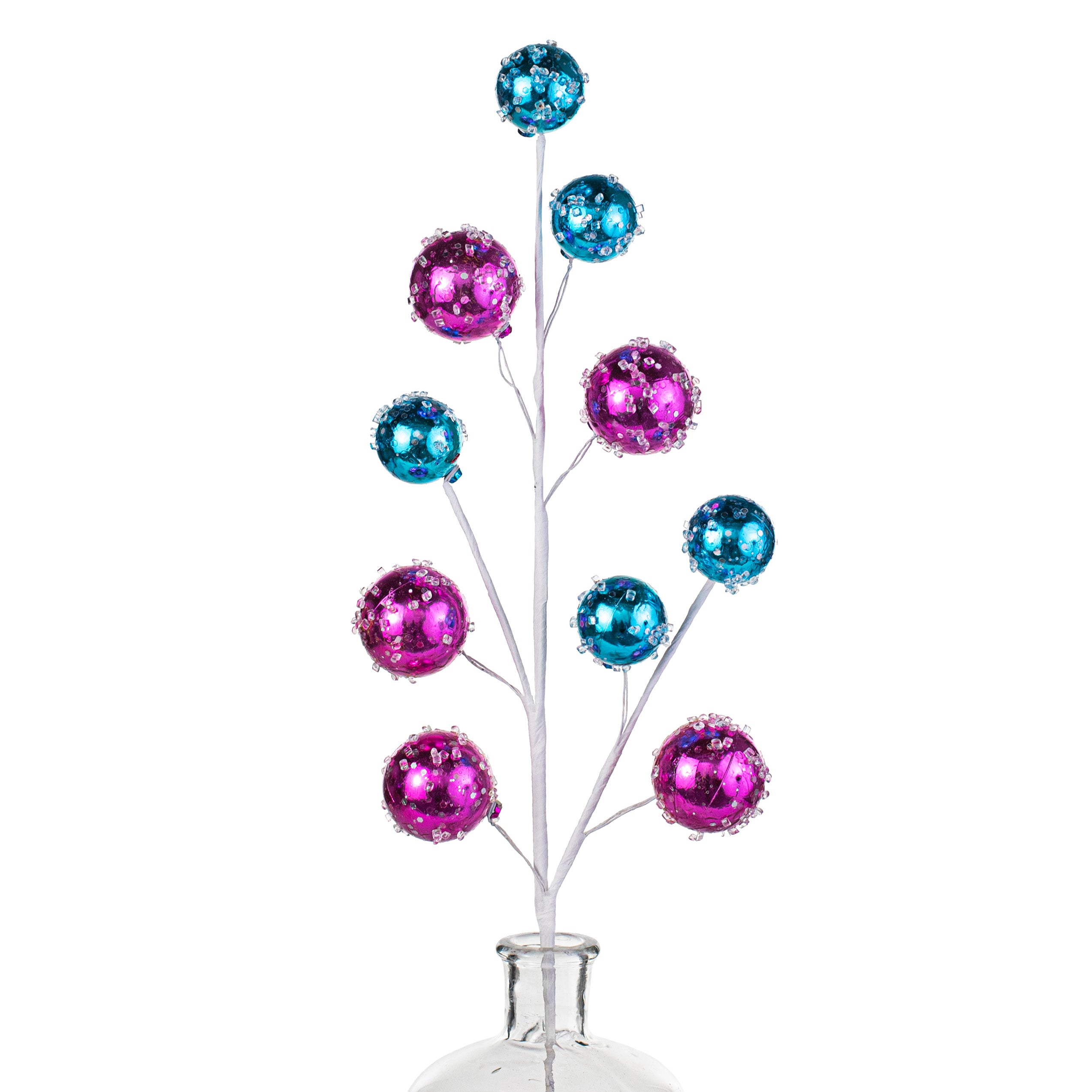 26" Icy Ball Ornament Spray: Fuchsia & Blue Item Number: 85556BTBL