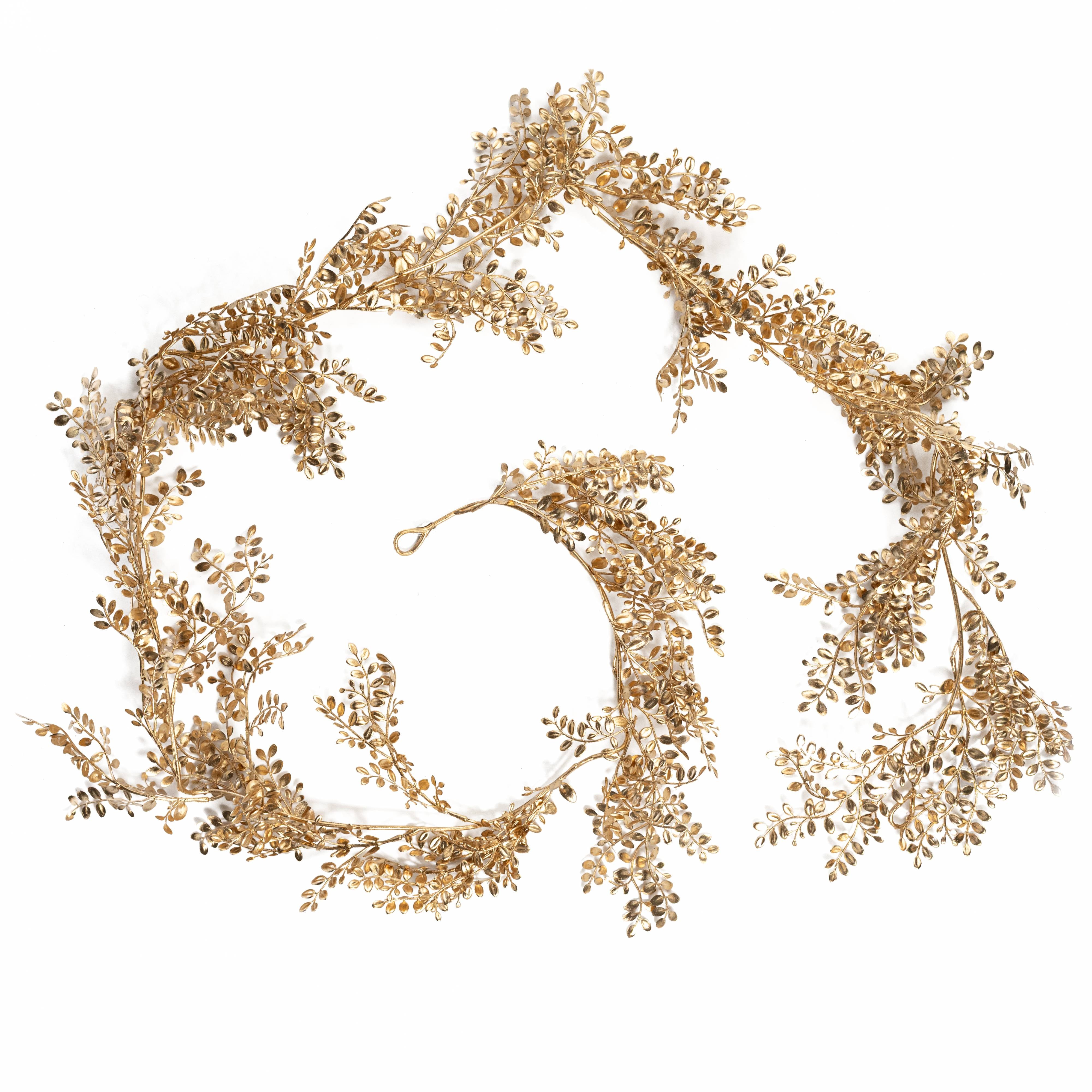 6' Metallic Button Leaf Fern Garland: Gold