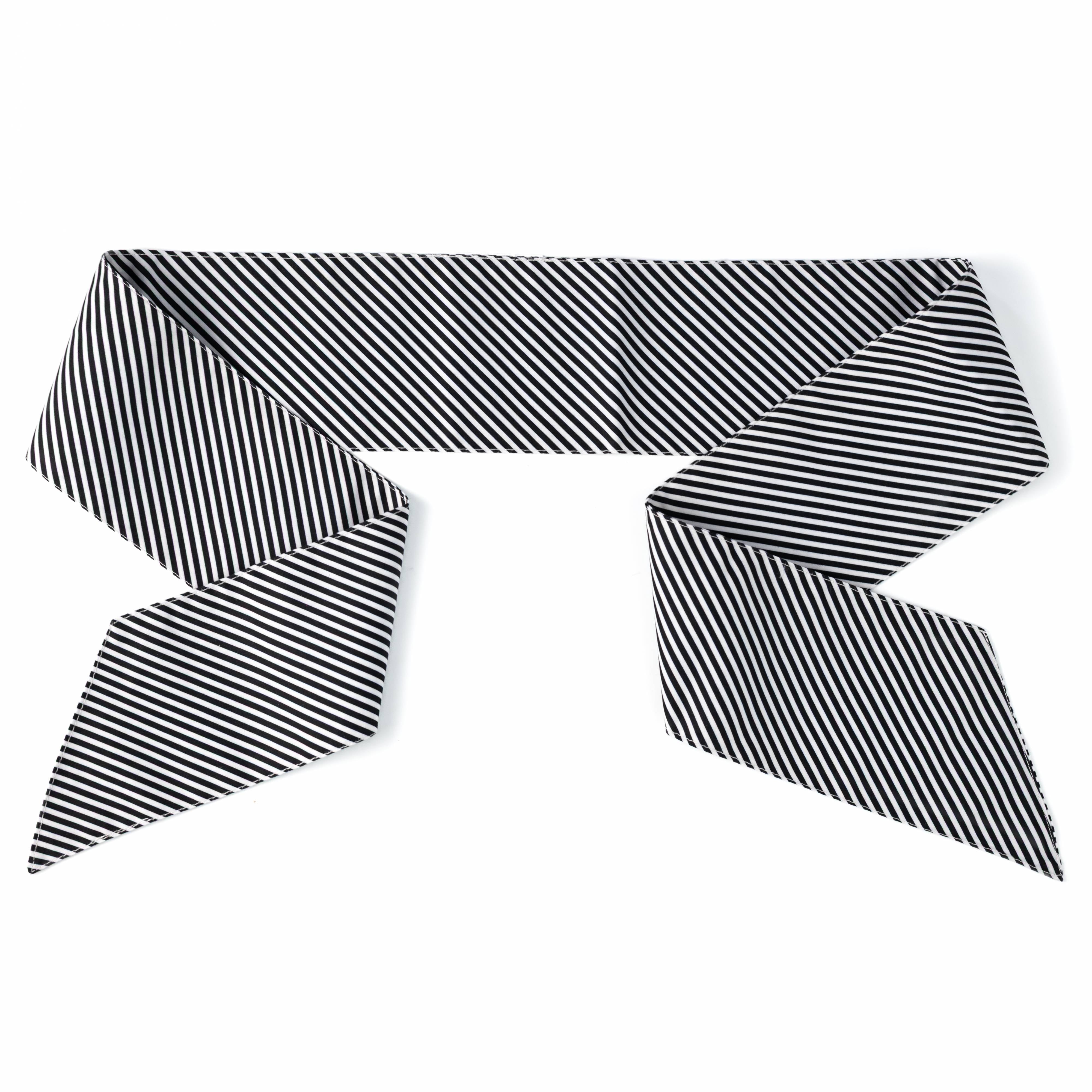 [D Stevens] 4" x 56" Satin Wreath Sash: Black & White Diagonal Stripe