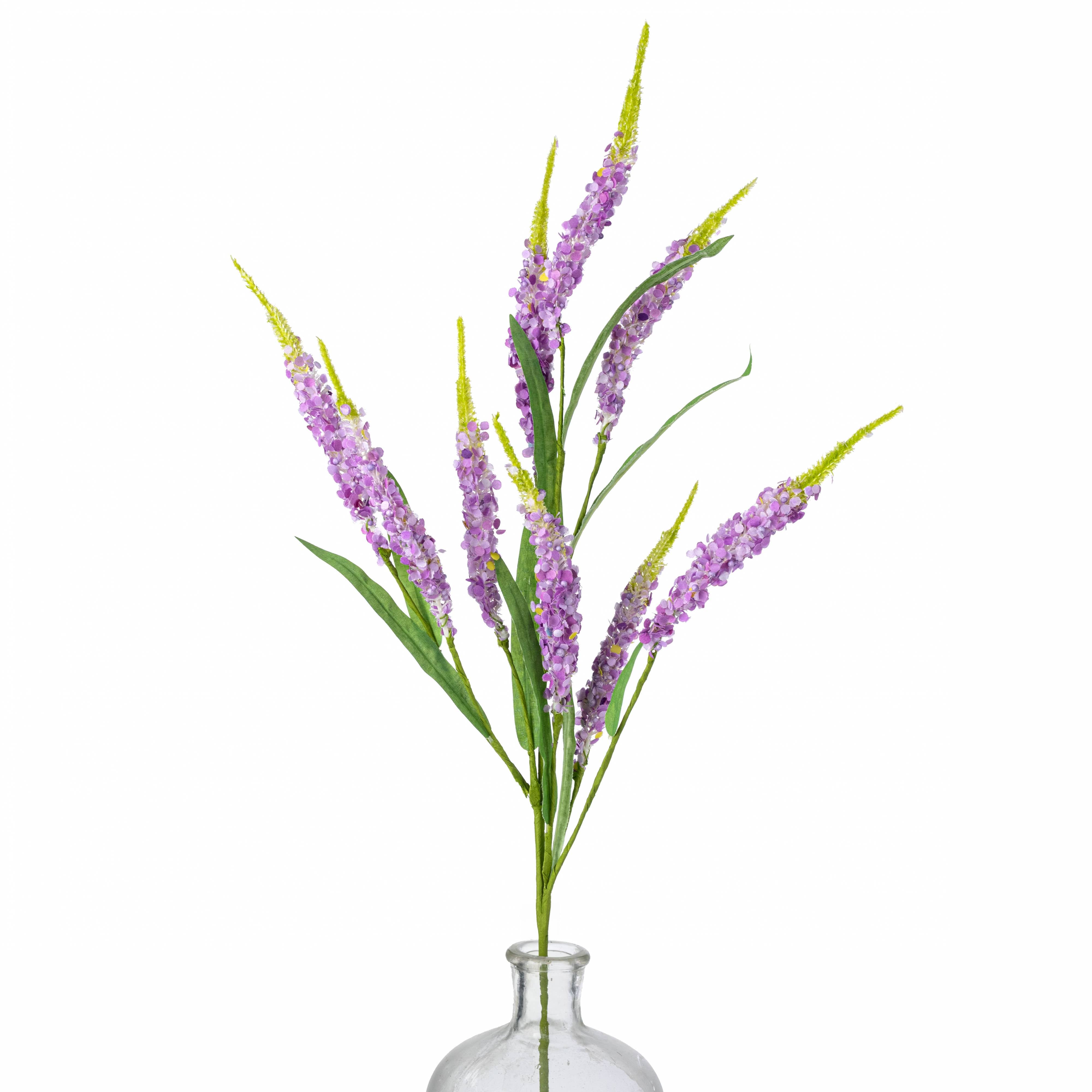 33" Beaded Salvia Flowers Spray: Lavender & Green