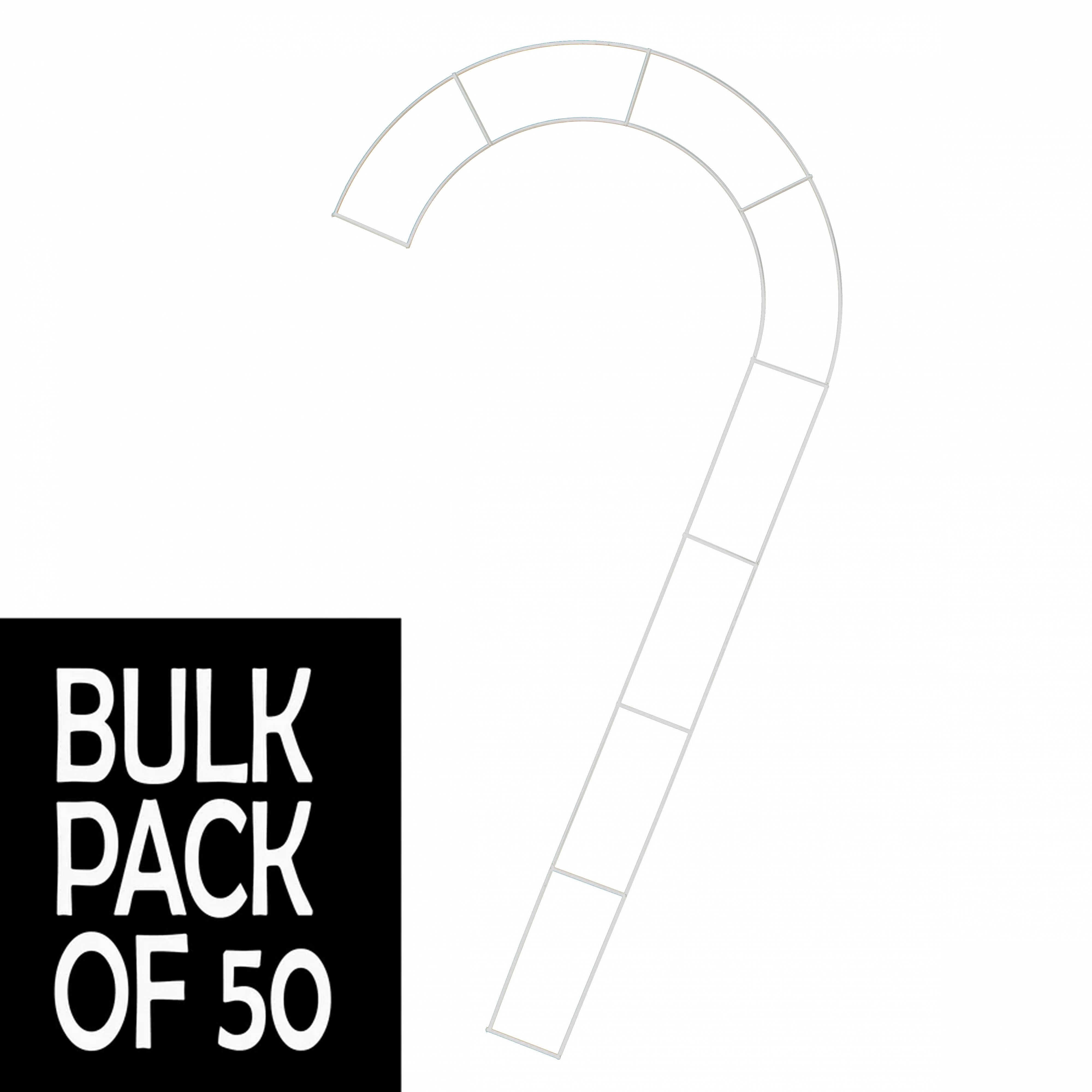 30" 1-Piece Metal Wire Candy Cane Form: White (Pack of 50)