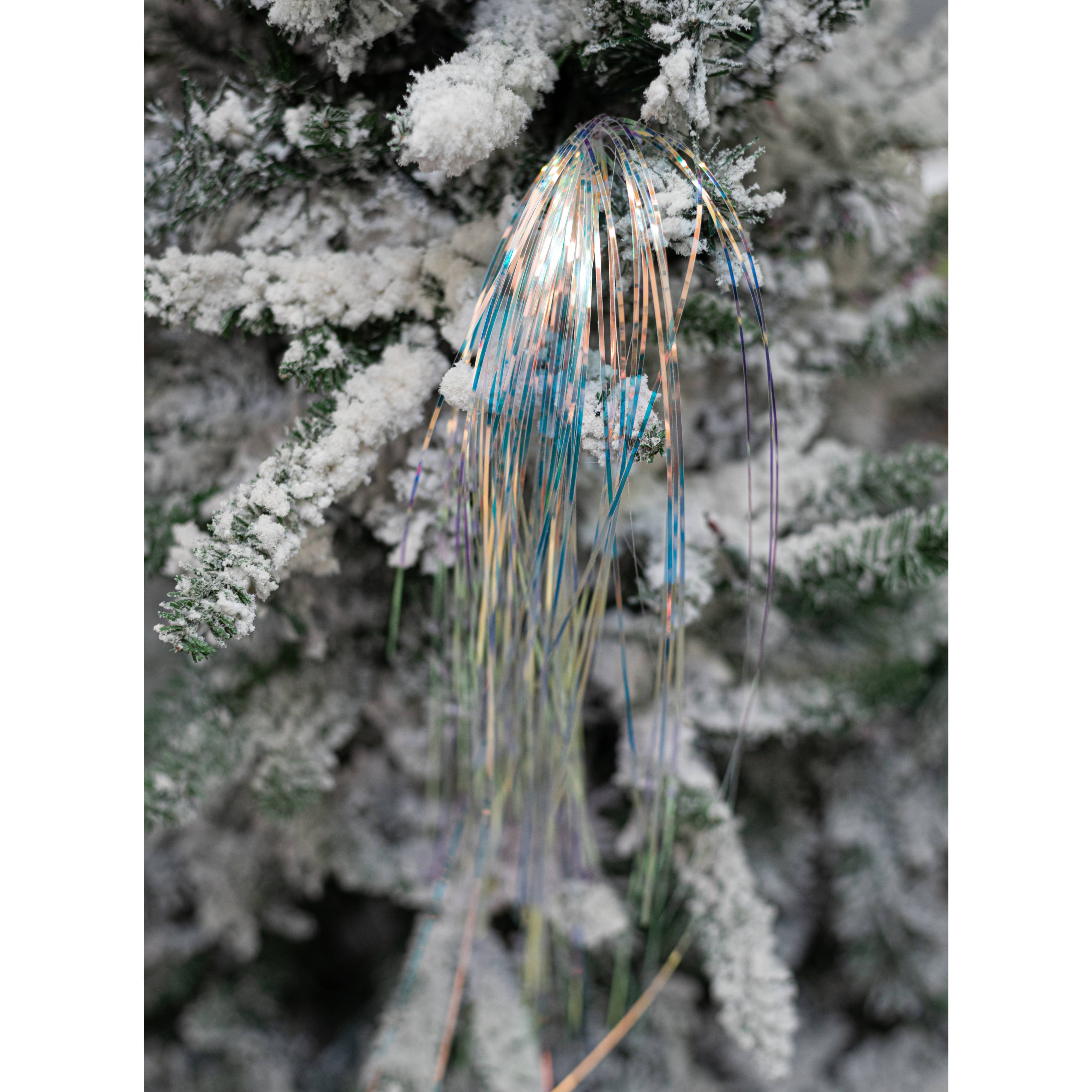 32" Hanging Tinsel Spray: Metallic Iridescent Clear