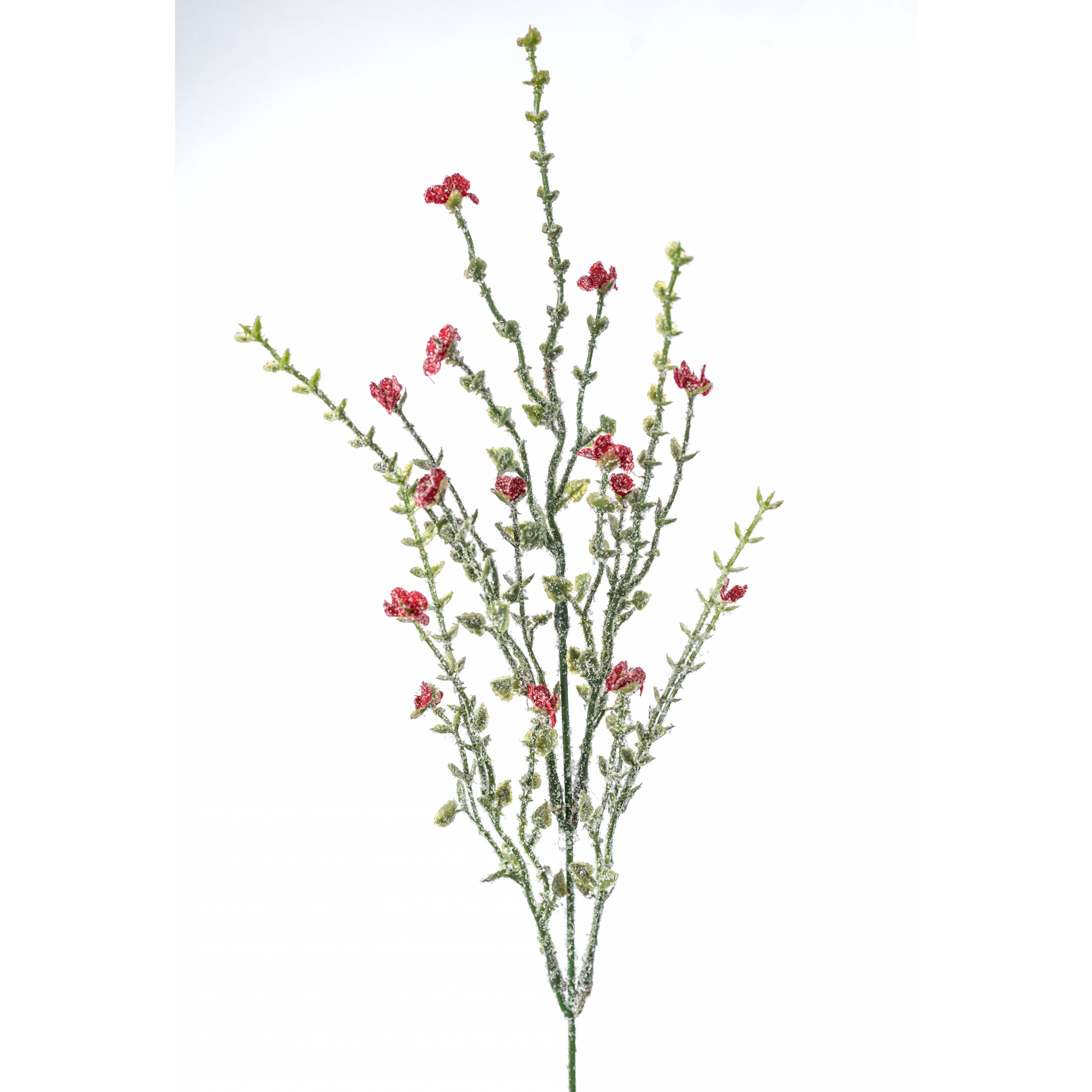 21" Iced Plastic Baby's Breath Bush: Red