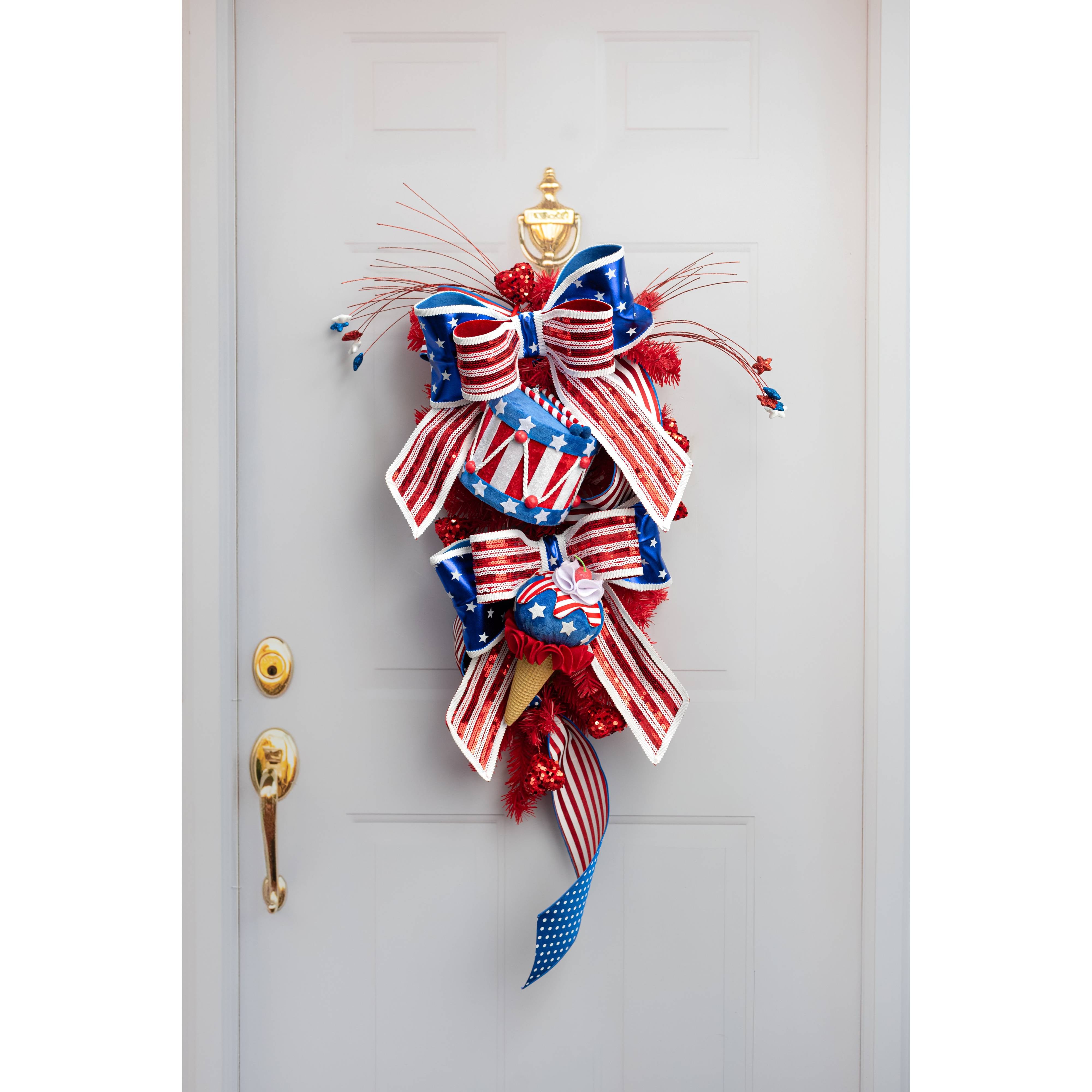 10" Stars & Stripes Patriotic Ice Cream Cone Ornament