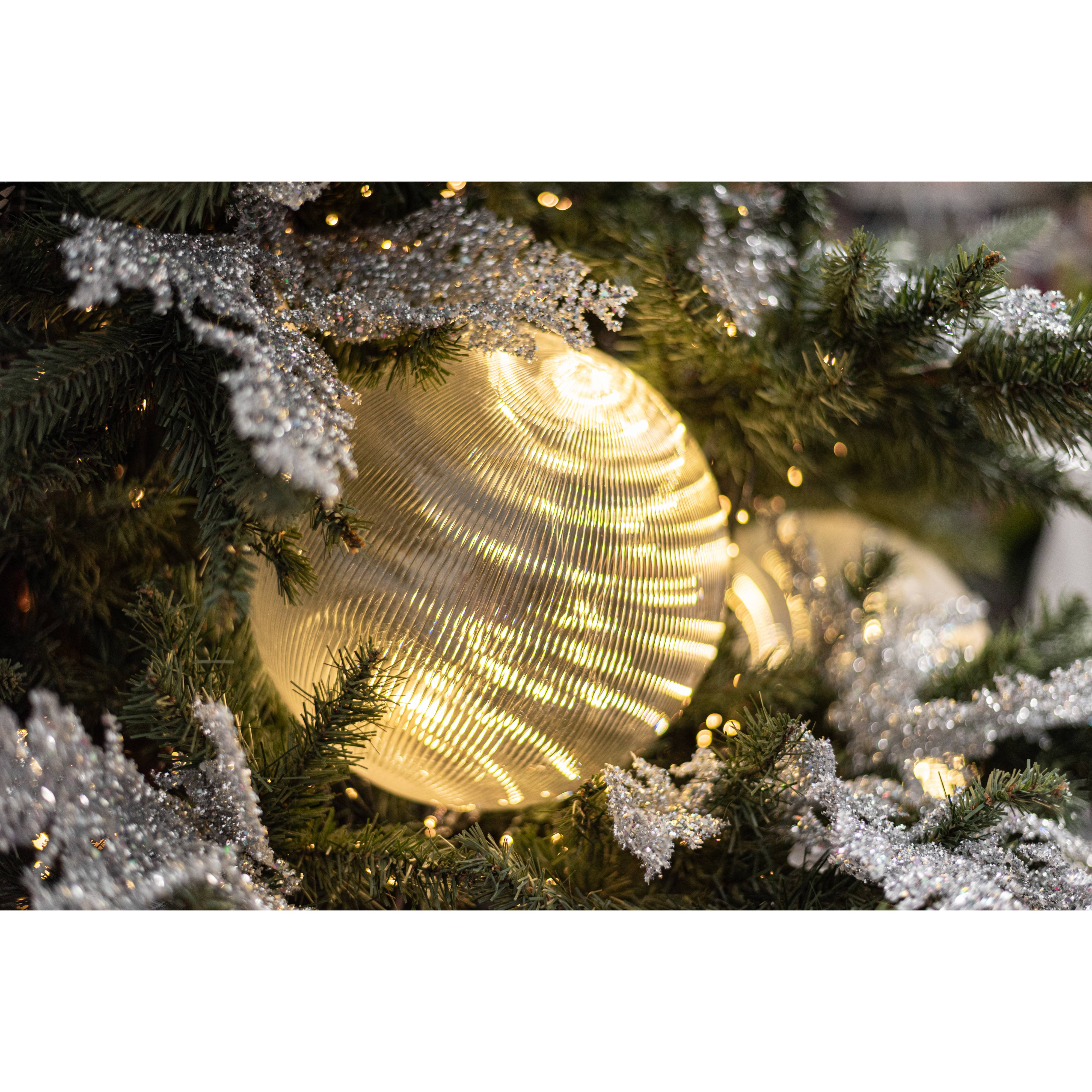 10" Borealis Ball Lighted Ornament: Clear & Warm White