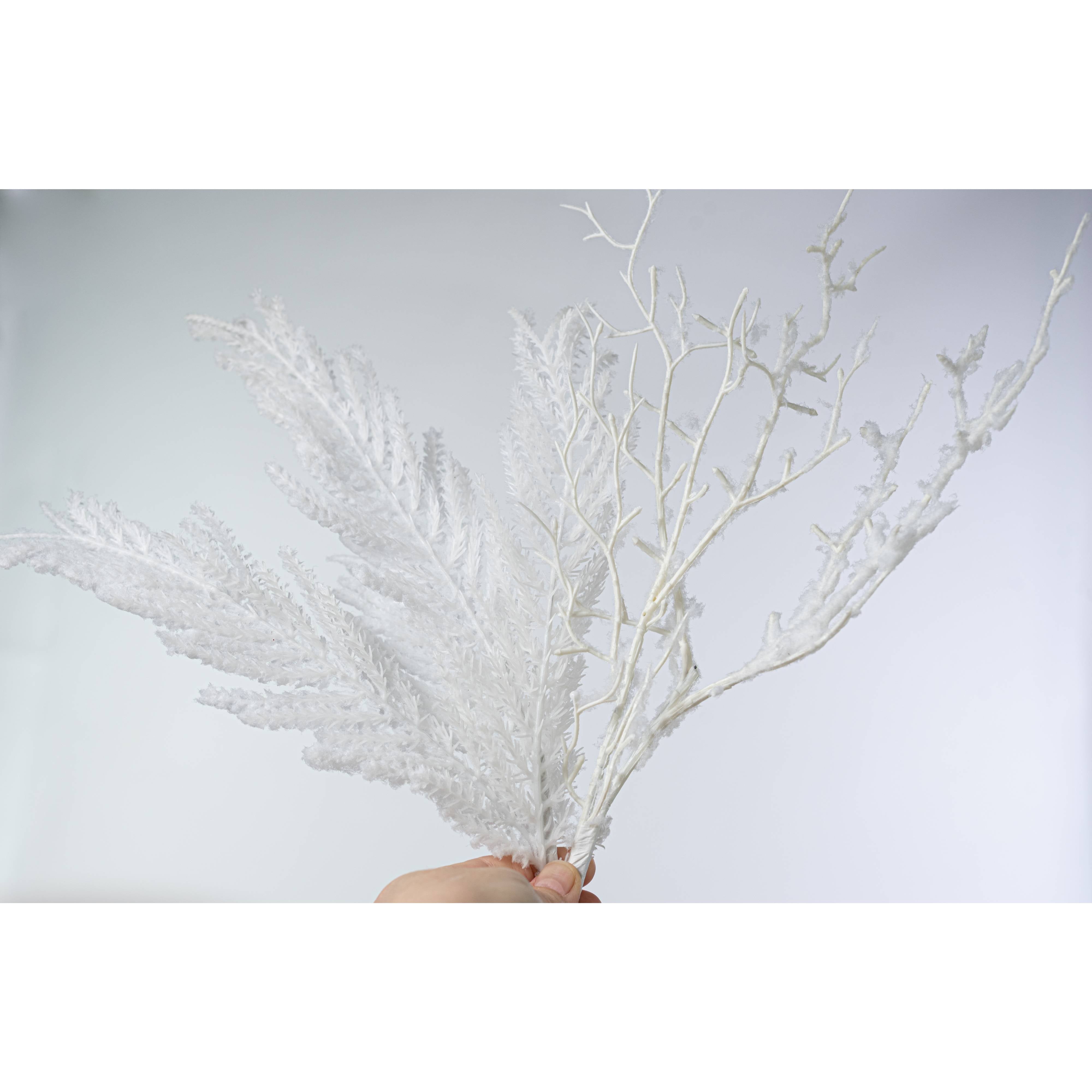 19" Snowy Cedar Bundle: Flocked White (5 Stems)