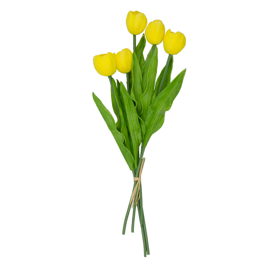 13" Realistic Touch Tulip Bouquet: Yellow (5)