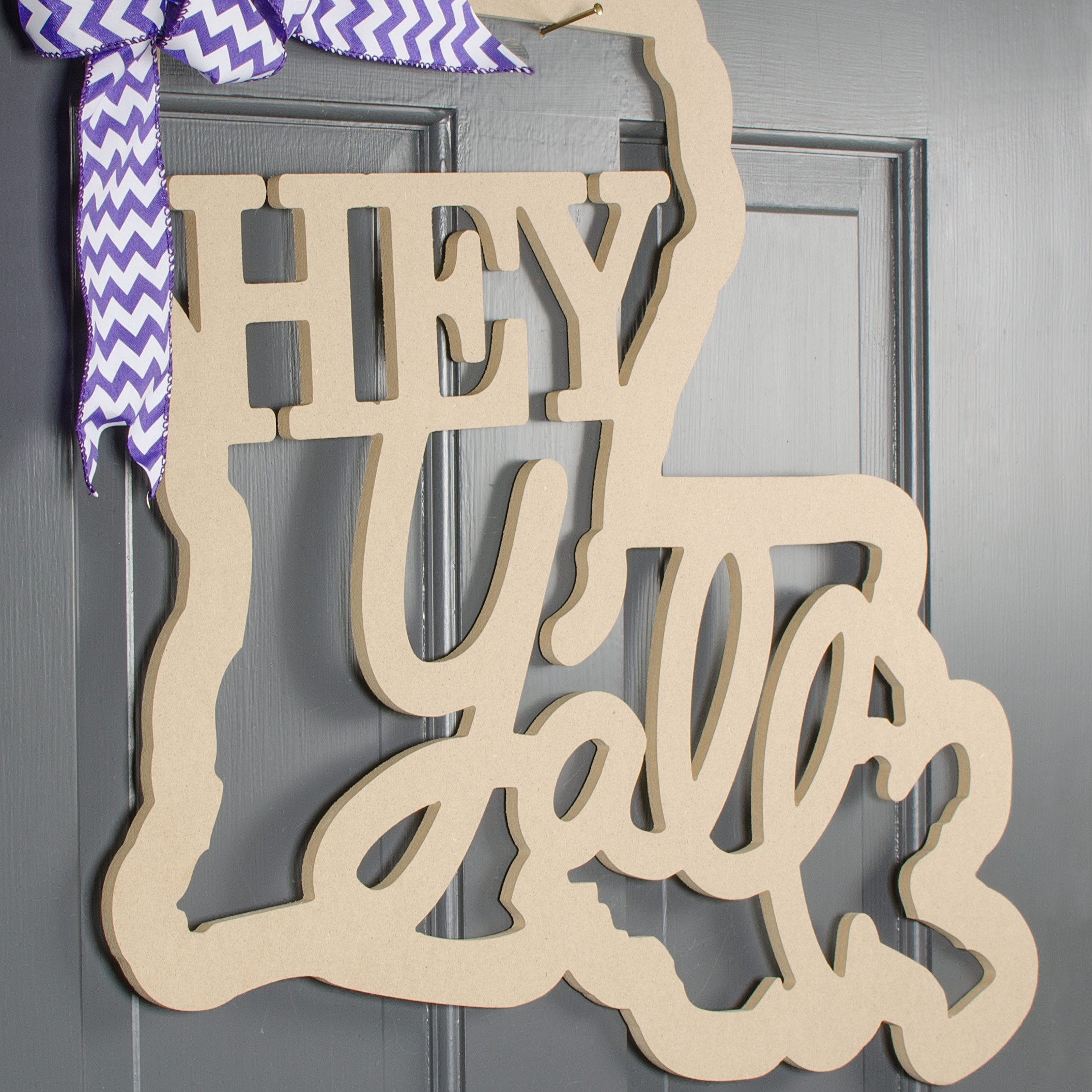 20" Hey Y'all Louisiana State Outline Sign: Natural