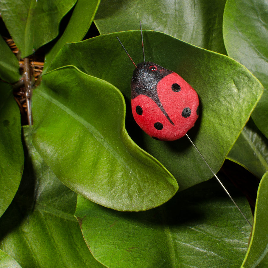 1.5" Red Ladybug On Wire Stem: 2 Dz