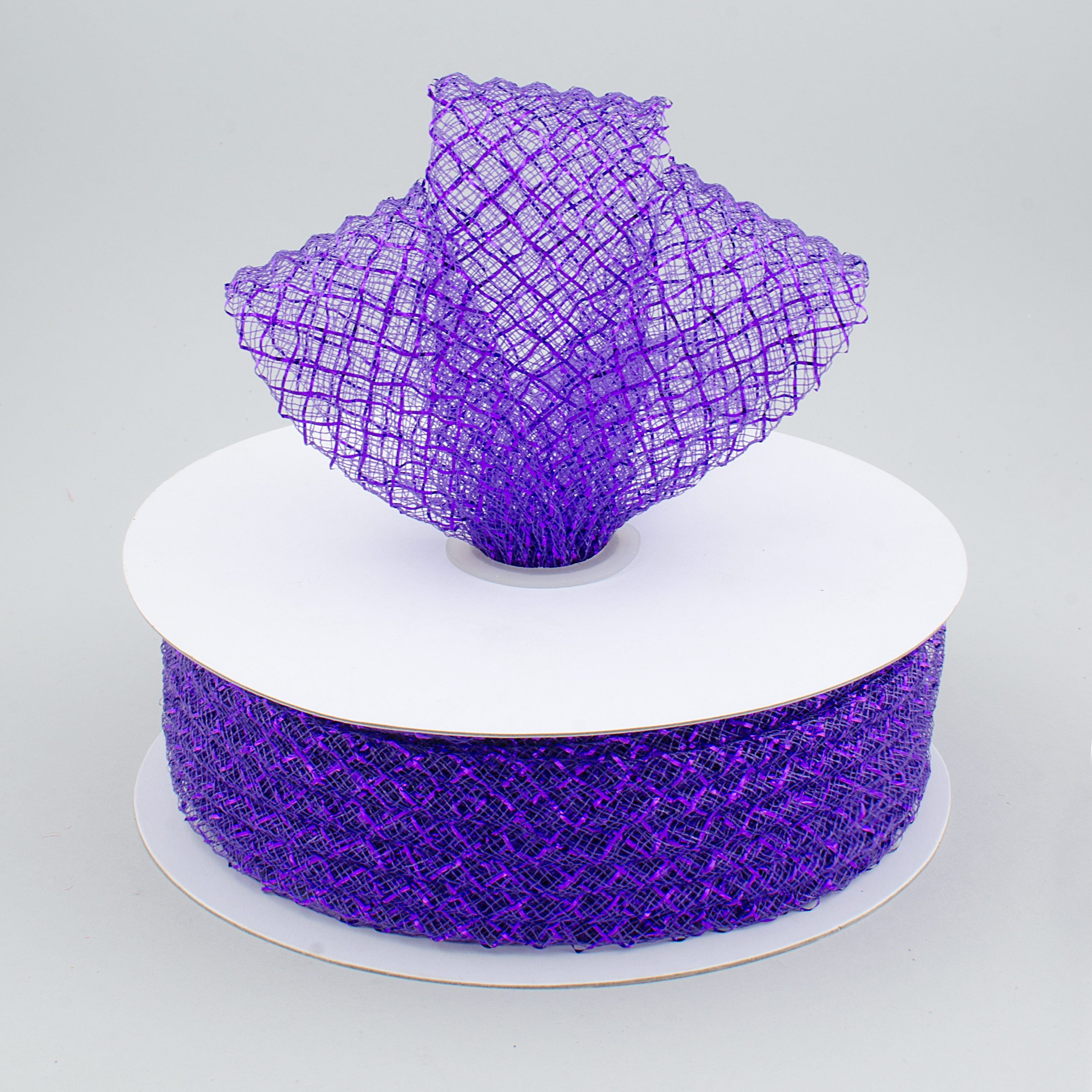 1.5" Deco Flex Mesh Ribbon: Metallic Purple (30 Yards)