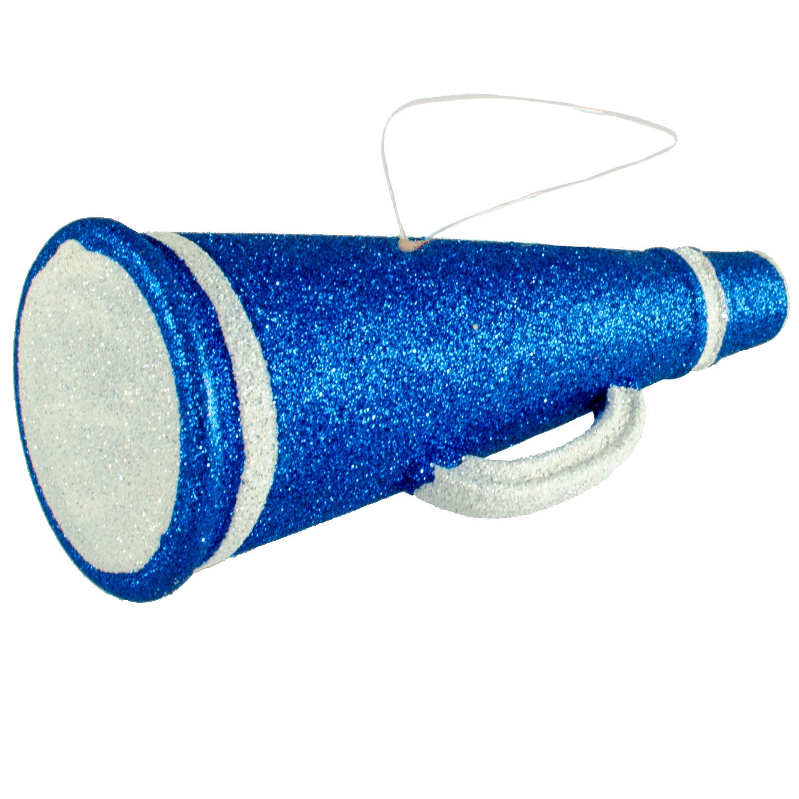 6" Metallic Glitter Megaphone Ornament: Blue & White