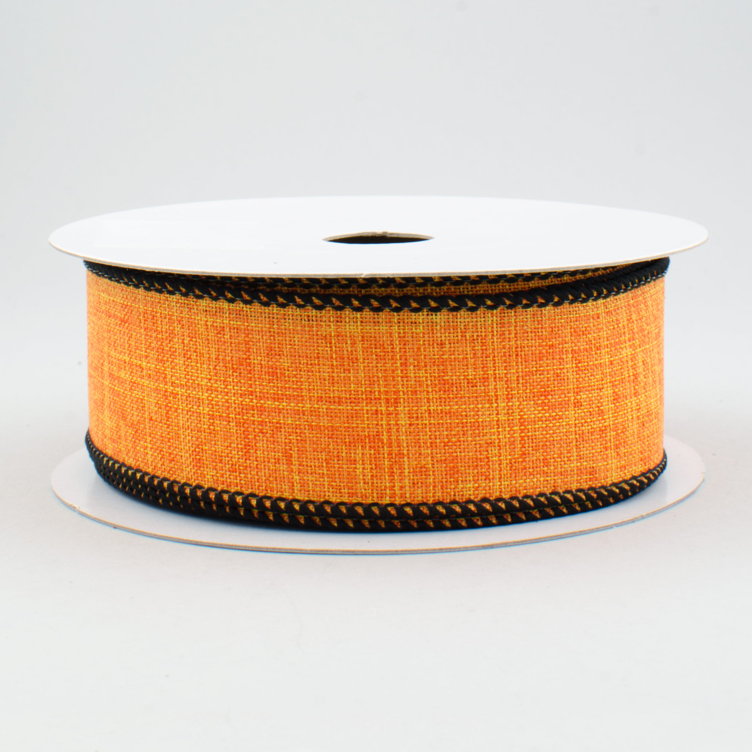 1.5" Stitched Edge Ribbon: Orange & Black (10 Yards)